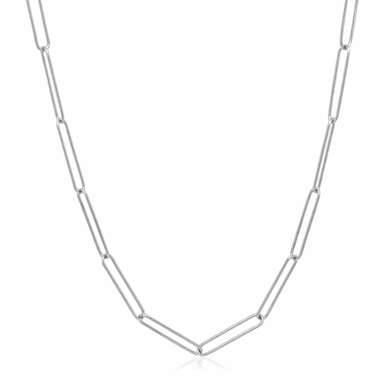 14k White Gold Wire Paperclip Chain (2.7mm) - Image 4