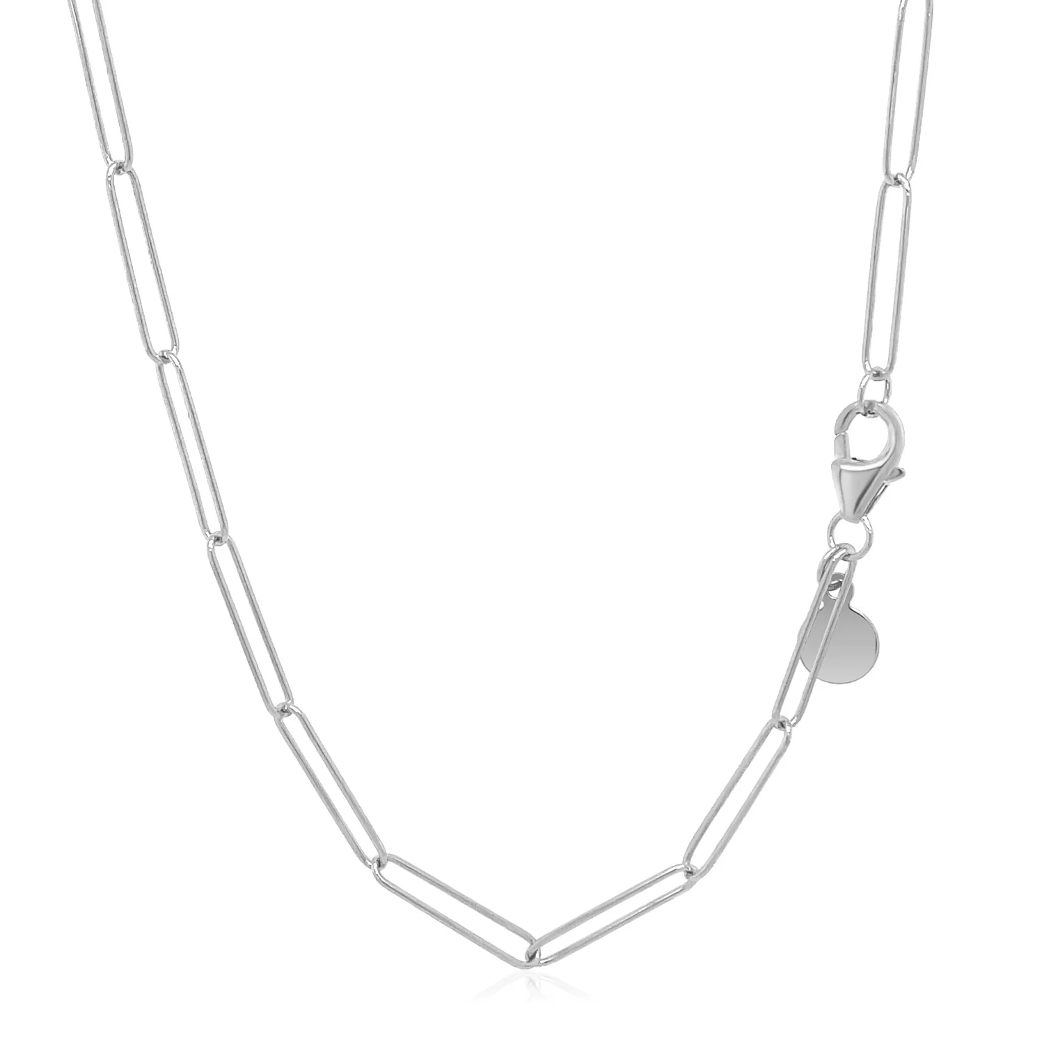 14k White Gold Wire Paperclip Chain (2.7mm) - Image 8