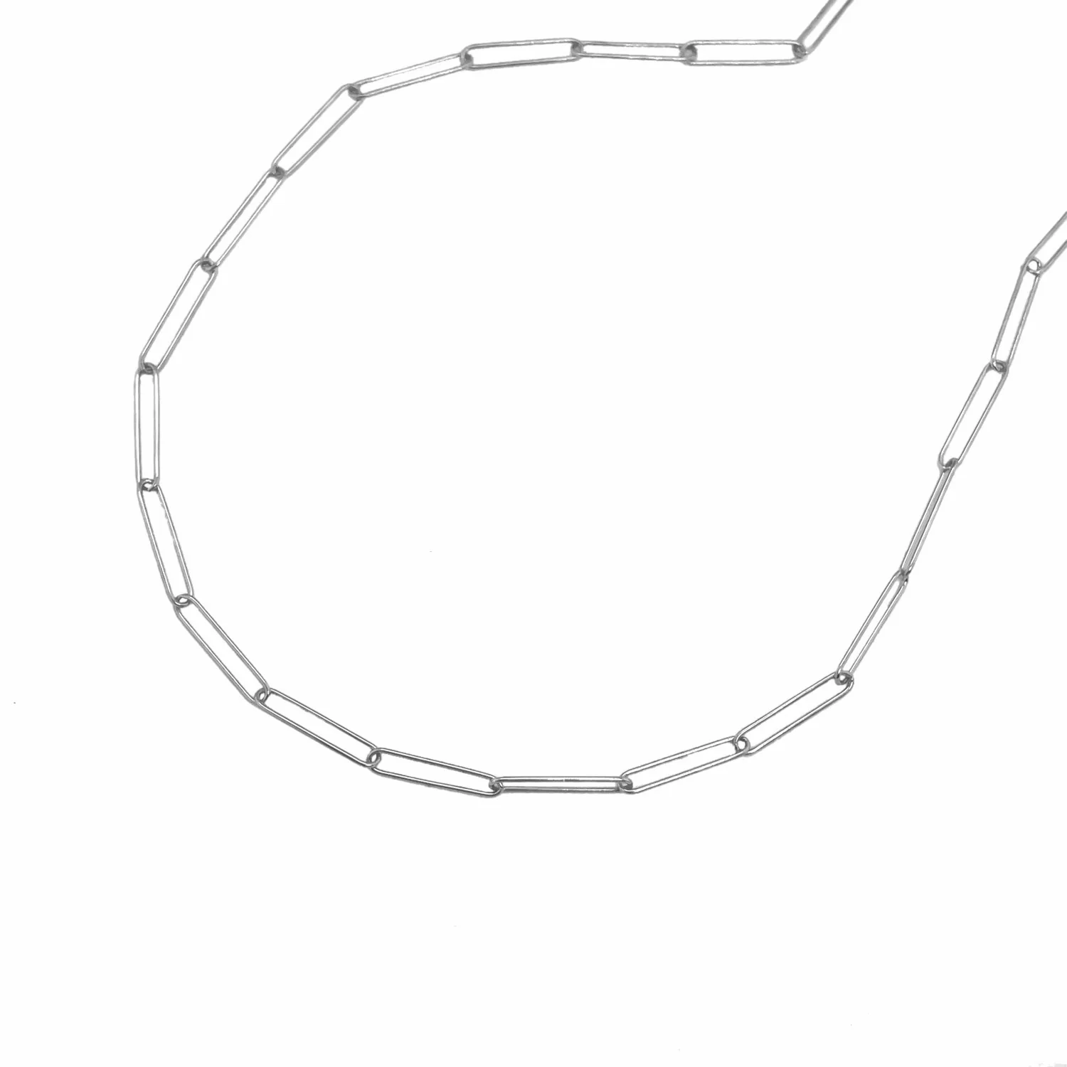 14k White Gold Wire Paperclip Chain (2.7mm) - Image 9