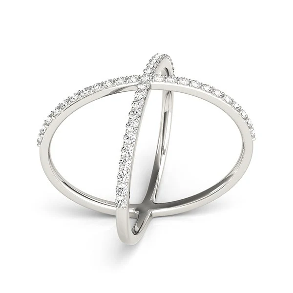 14k White Gold X Style Thin Ring with Diamonds (1/2 cttw) - Image 3