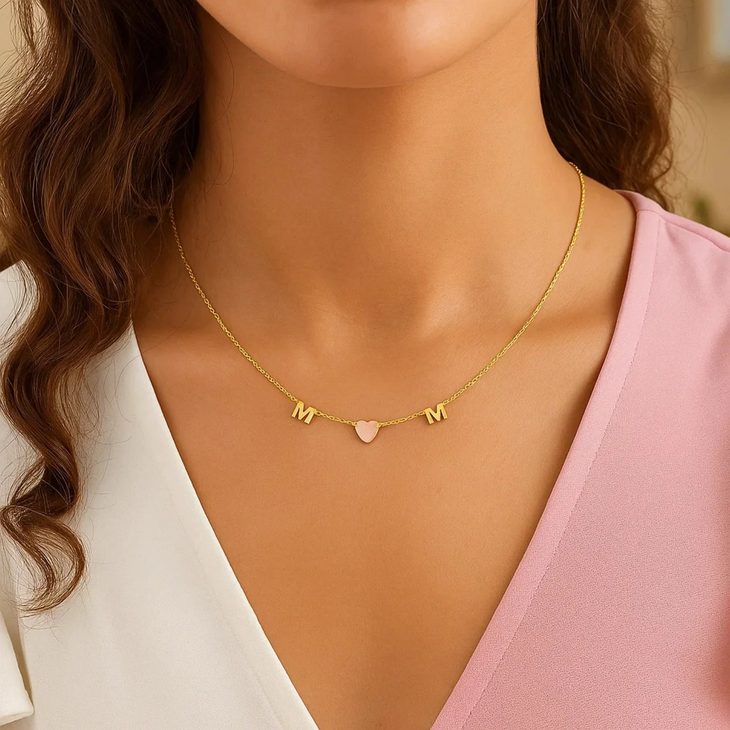 14k Yellow and Rose Gold Mom Necklace - Image 6