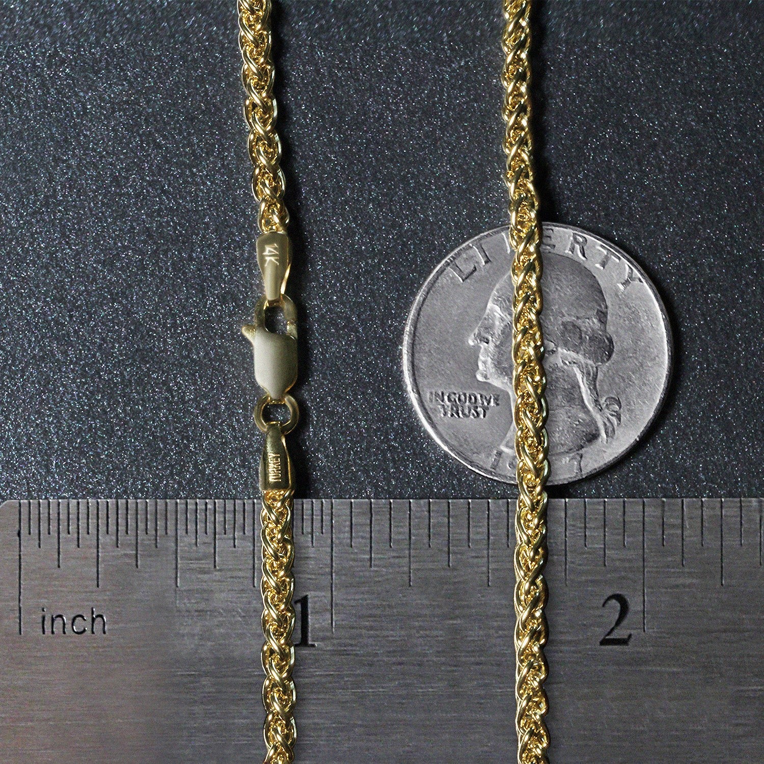 14k Yellow Gold 2.8mm Light Weight Wheat Chain - Image 23