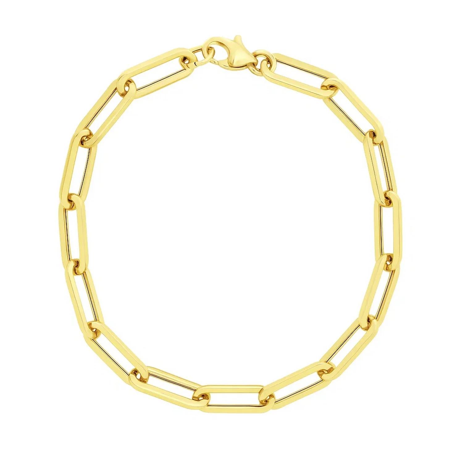 14k Yellow Gold 8 inch Extra Wide Paperclip Chain Bracelet - Image 2