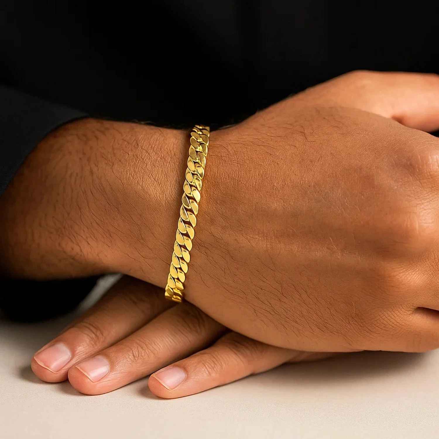 14k Yellow Gold 8 inch Mens Curb Chain Bracelet - Image 6