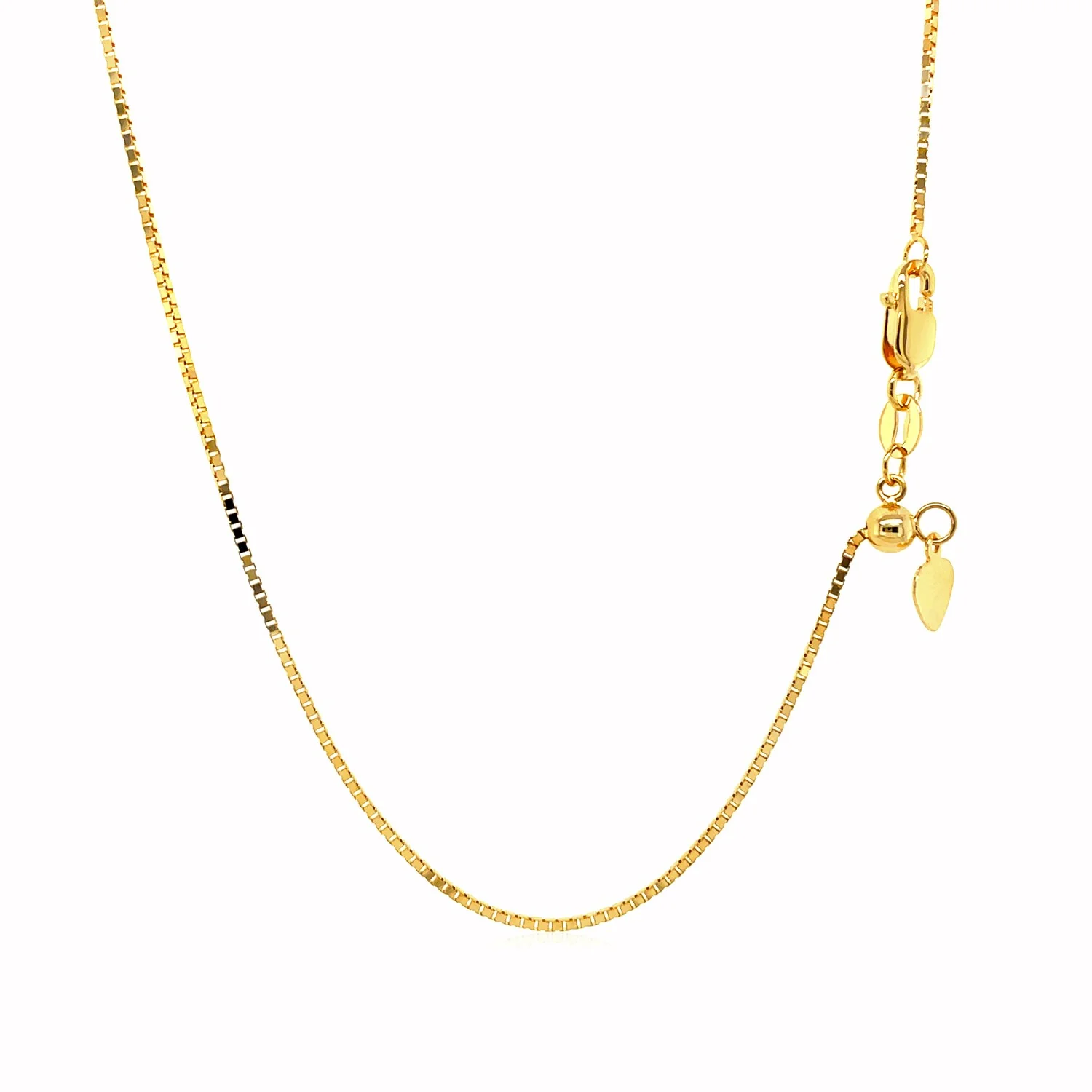 14k Yellow Gold Adjustable Box Chain 0.85mm - Image 2