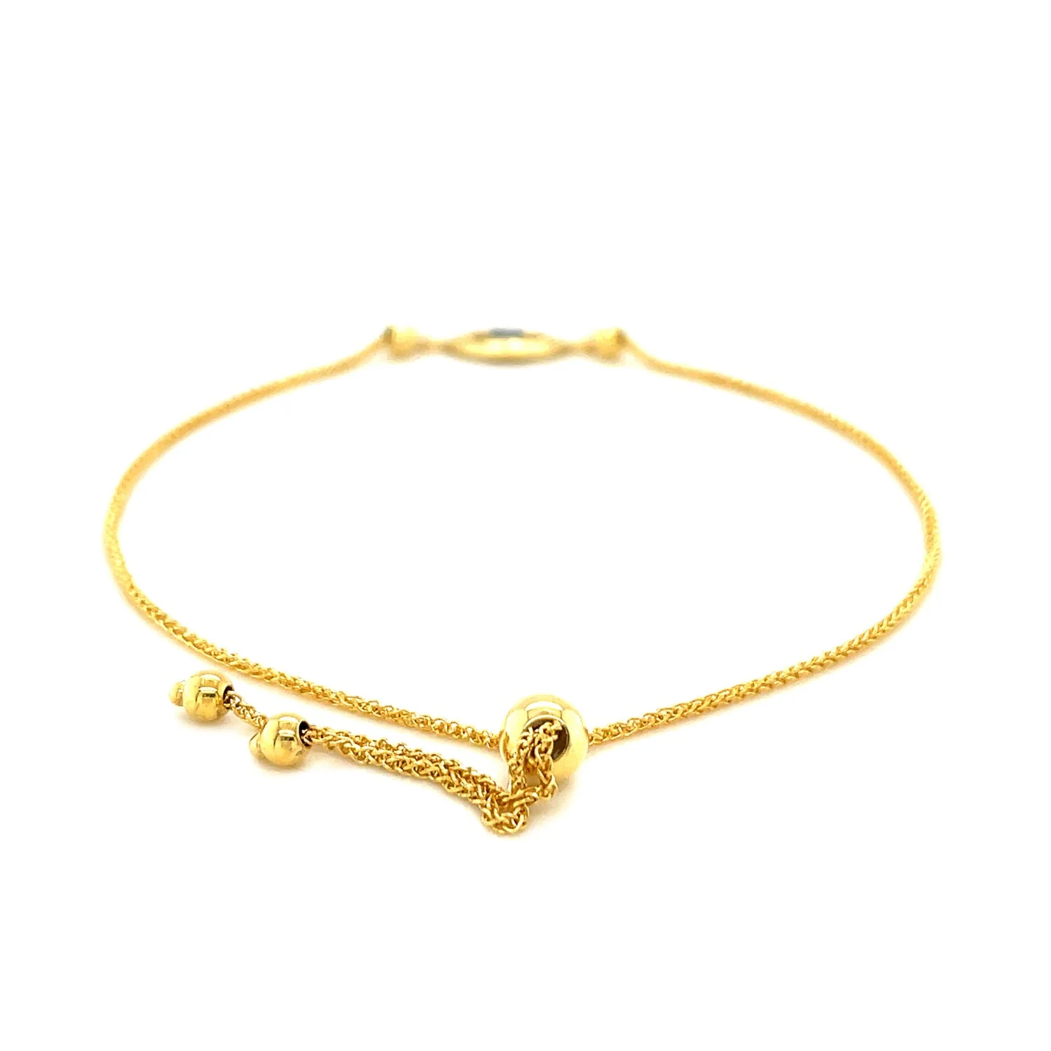 14k Yellow Gold Adjustable Evil Eye Bracelet - Image 3