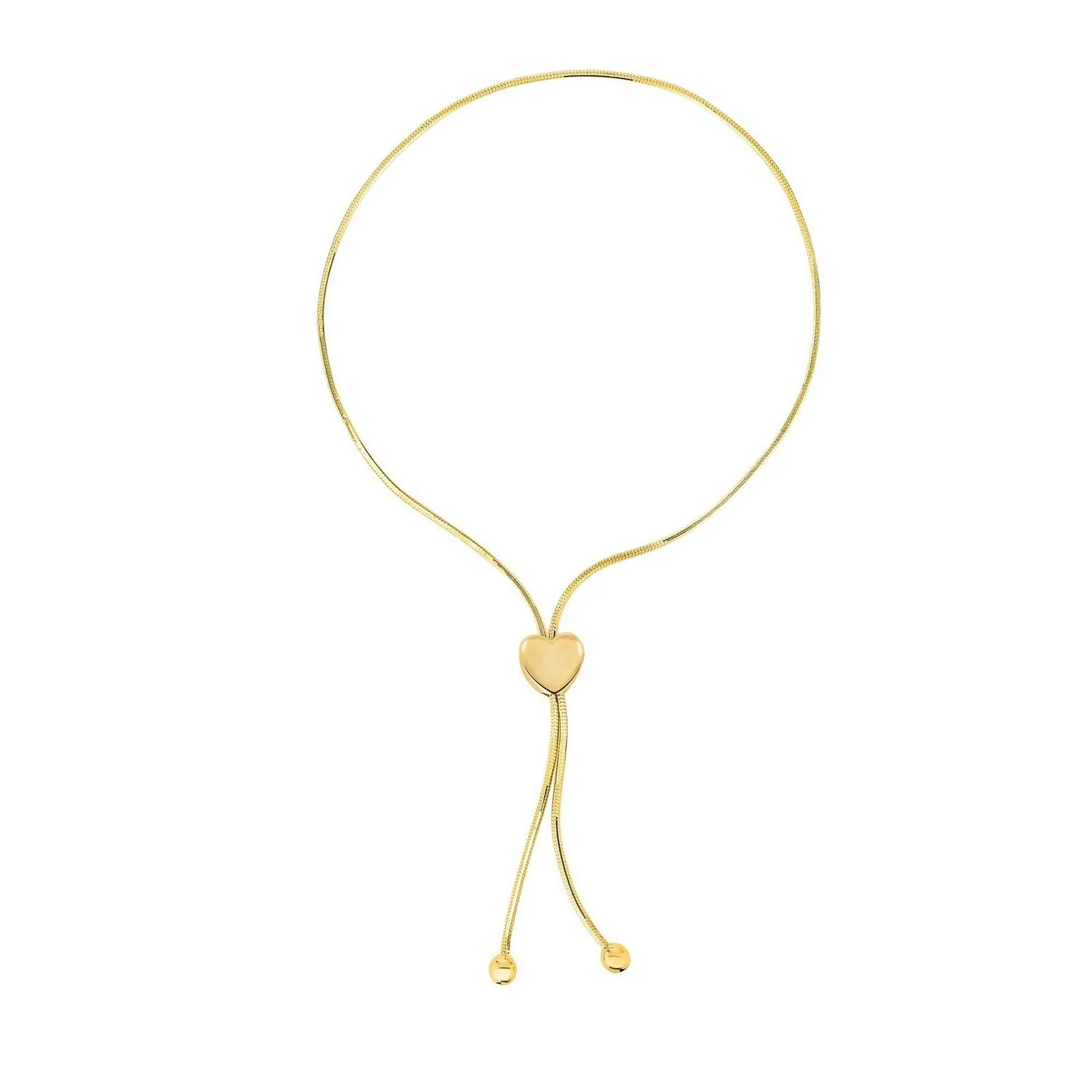 14k Yellow Gold Adjustable Lariat Style Heart Motif Bracelet - Image 2
