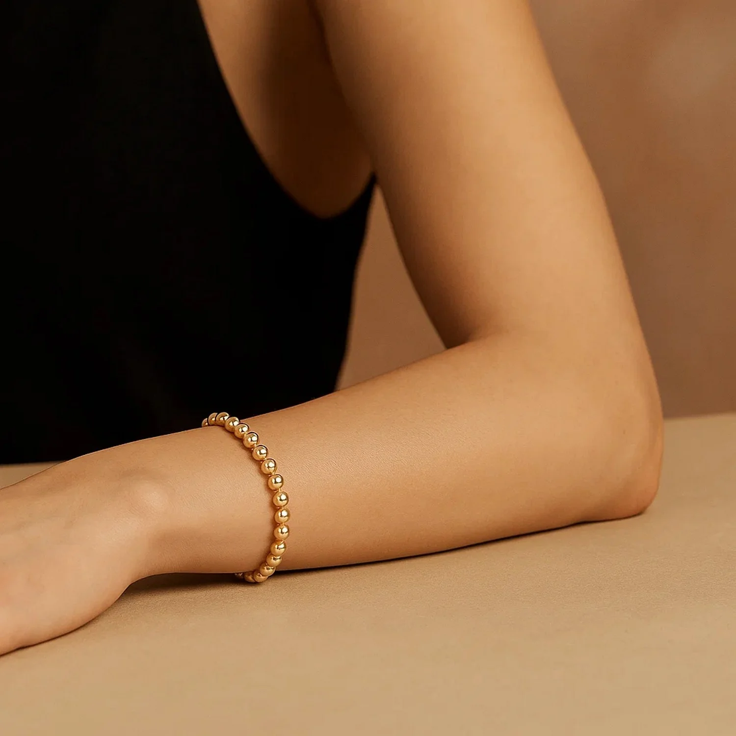 14k Yellow Gold Bead Bracelet (4mm) - Image 7