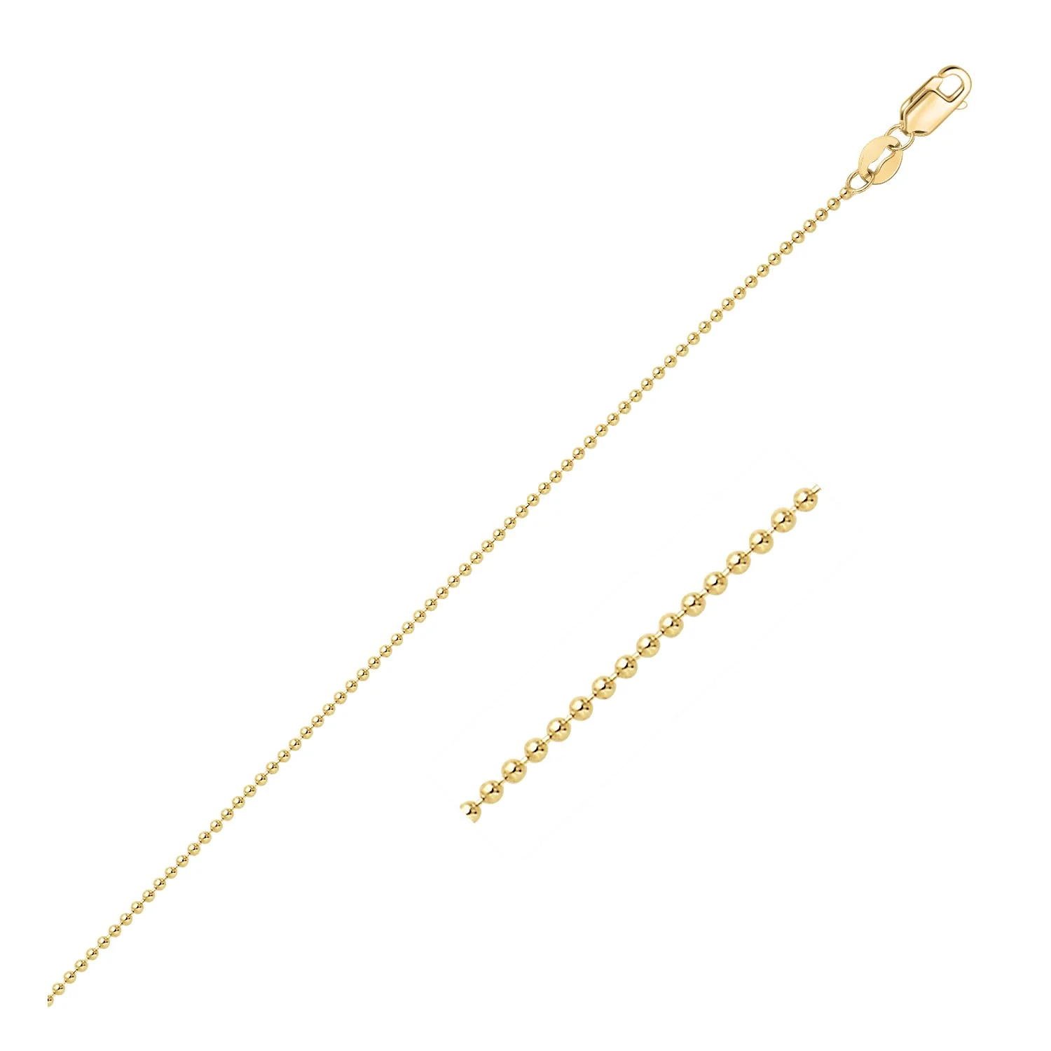 14k Yellow Gold Bead Chain 1.0mm - Image 6