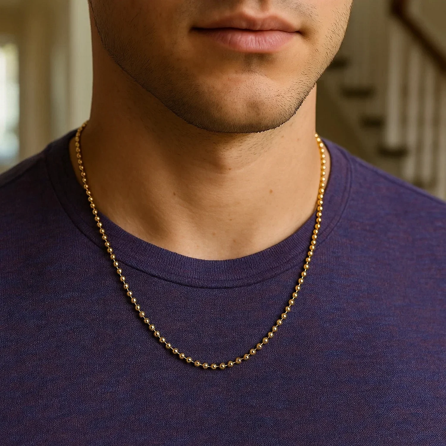 14k Yellow Gold Bead Chain 2.5mm - Image 6