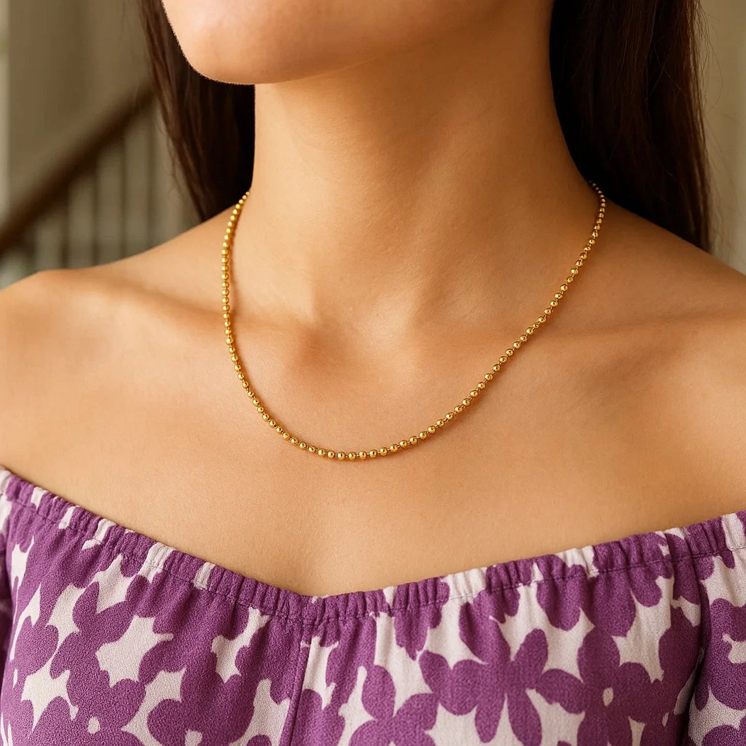 14k Yellow Gold Bead Chain 2.5mm - Image 7