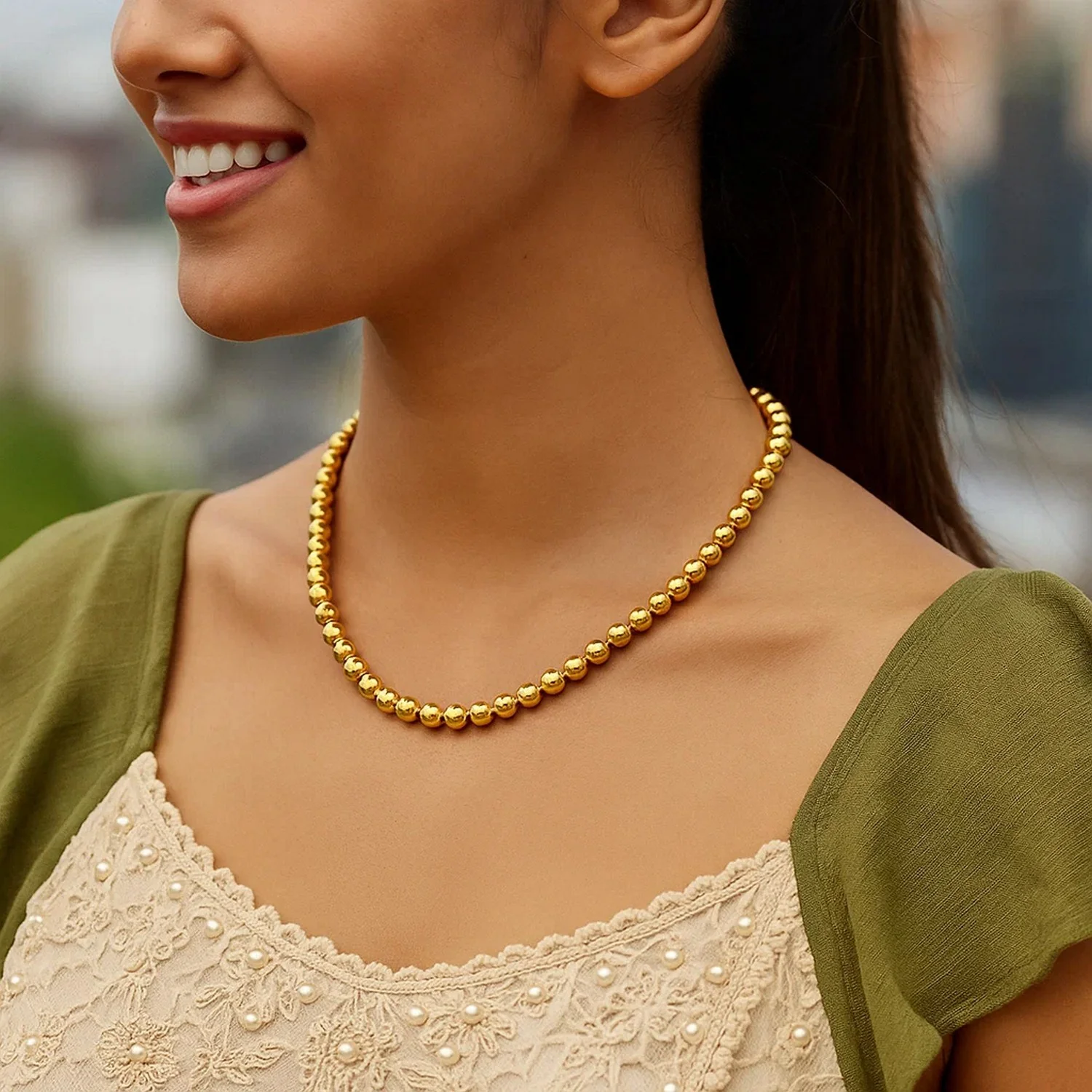 14k Yellow Gold Bead Chain (6mm) - Image 5