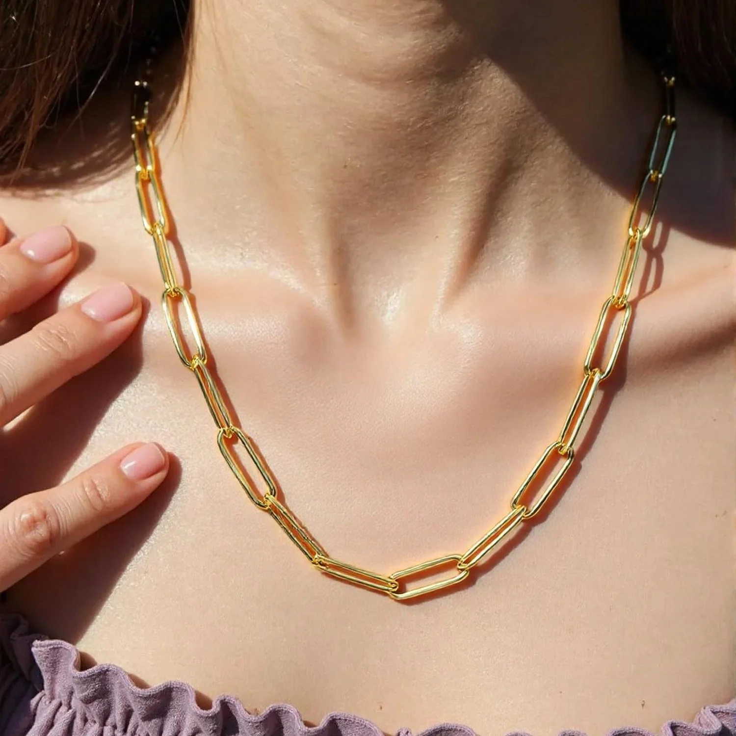 14K Yellow Gold Bold Paperclip Chain (4.2 mm) - Image 14