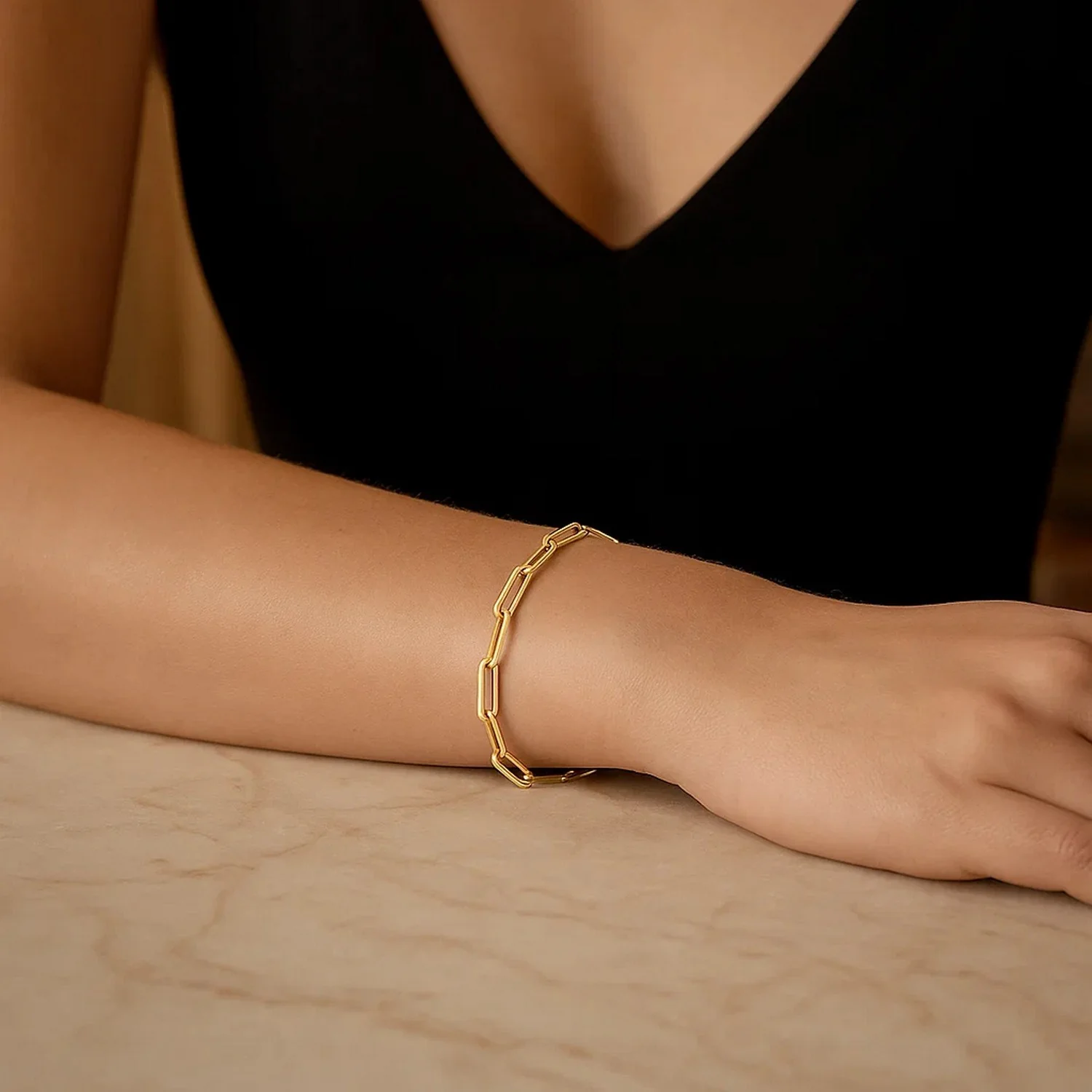 14K Yellow Gold Bold Paperclip Chain Bracelet - Image 10