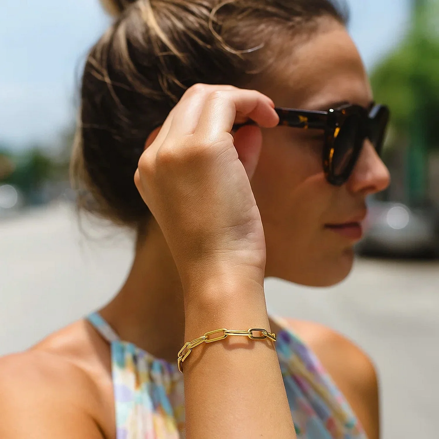 14K Yellow Gold Bold Paperclip Chain Bracelet - Image 7