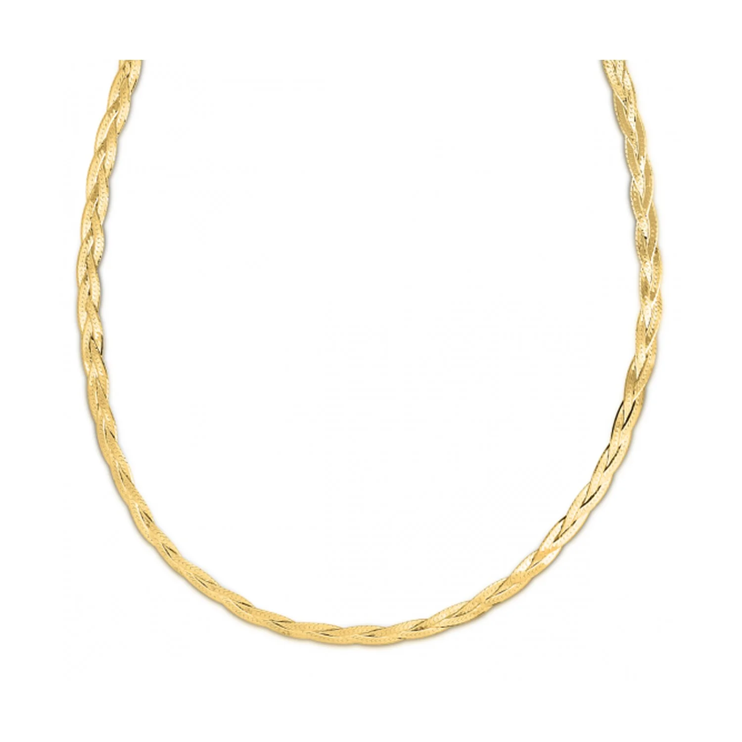 14k Yellow Gold Braided Herringbone Chain (3.2mm) - Image 7