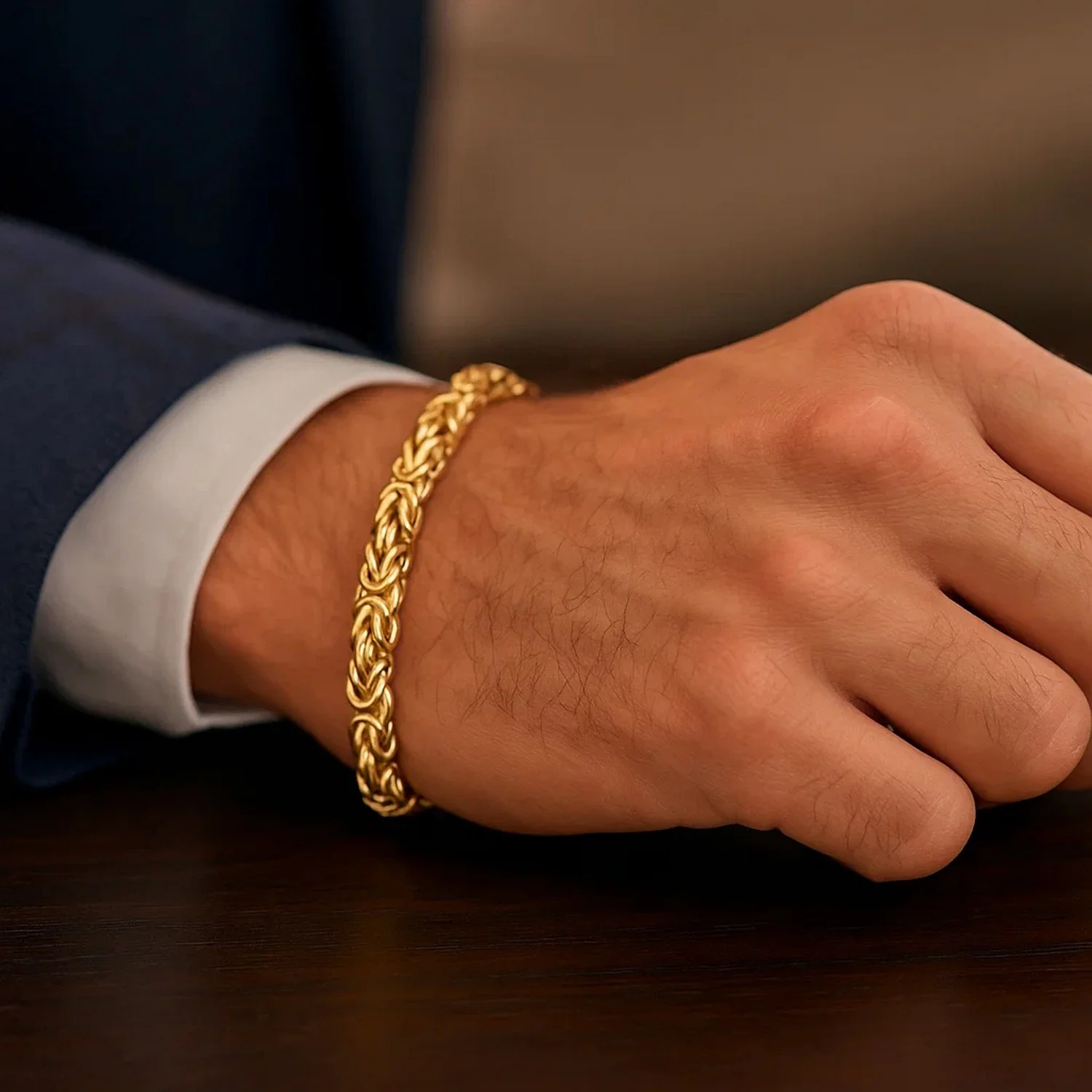 14k Yellow Gold Byzantine Link Stylish Bracelet - Image 5