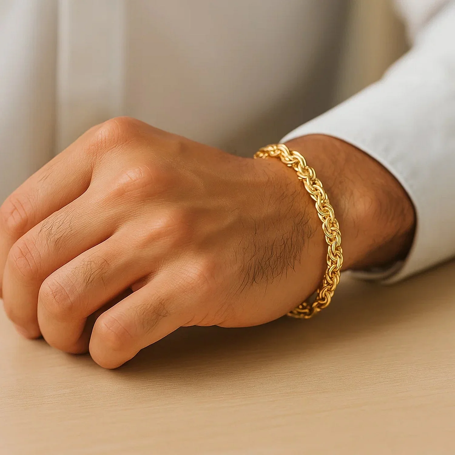 14k Yellow Gold Byzantine Link Stylish Bracelet - Image 6