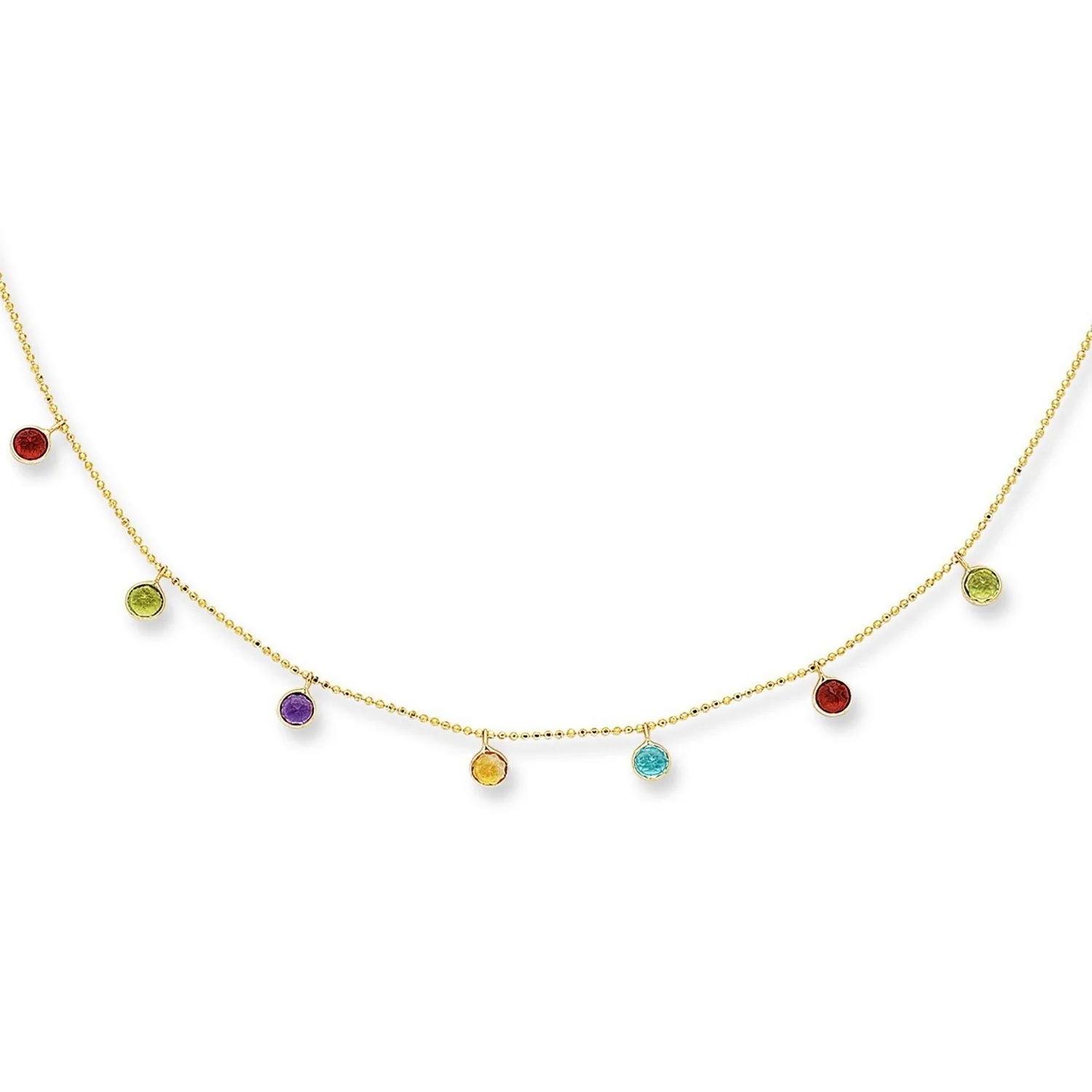 14k Yellow Gold Cable Chain Necklace with Round Multi-Tone Charms - Image 2
