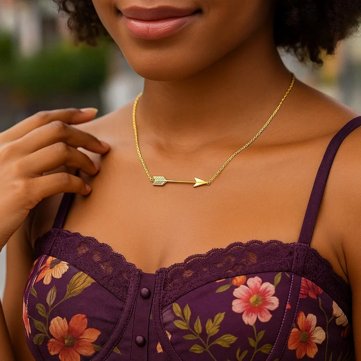 14k Yellow Gold Chain Necklace with Horizontal Arrow Pendant - Image 14