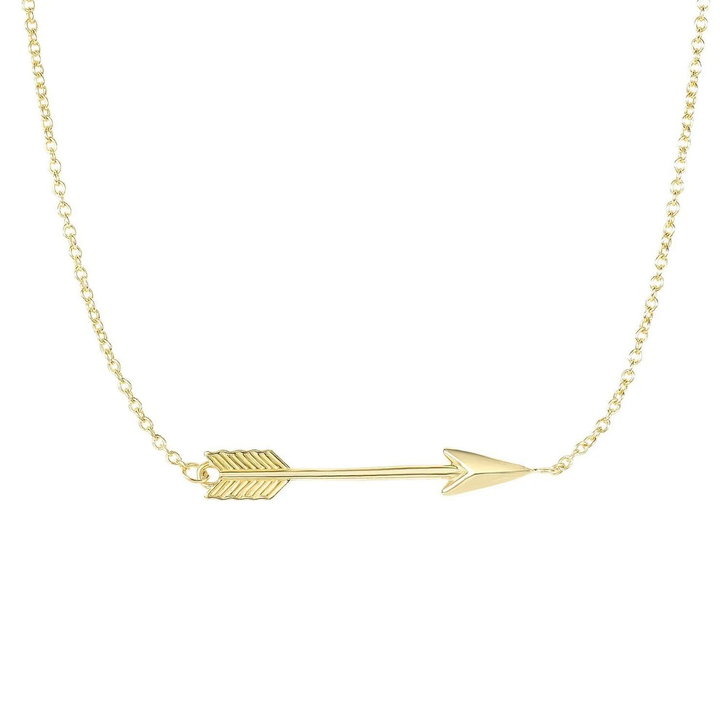 14k Yellow Gold Chain Necklace with Horizontal Arrow Pendant - Image 16