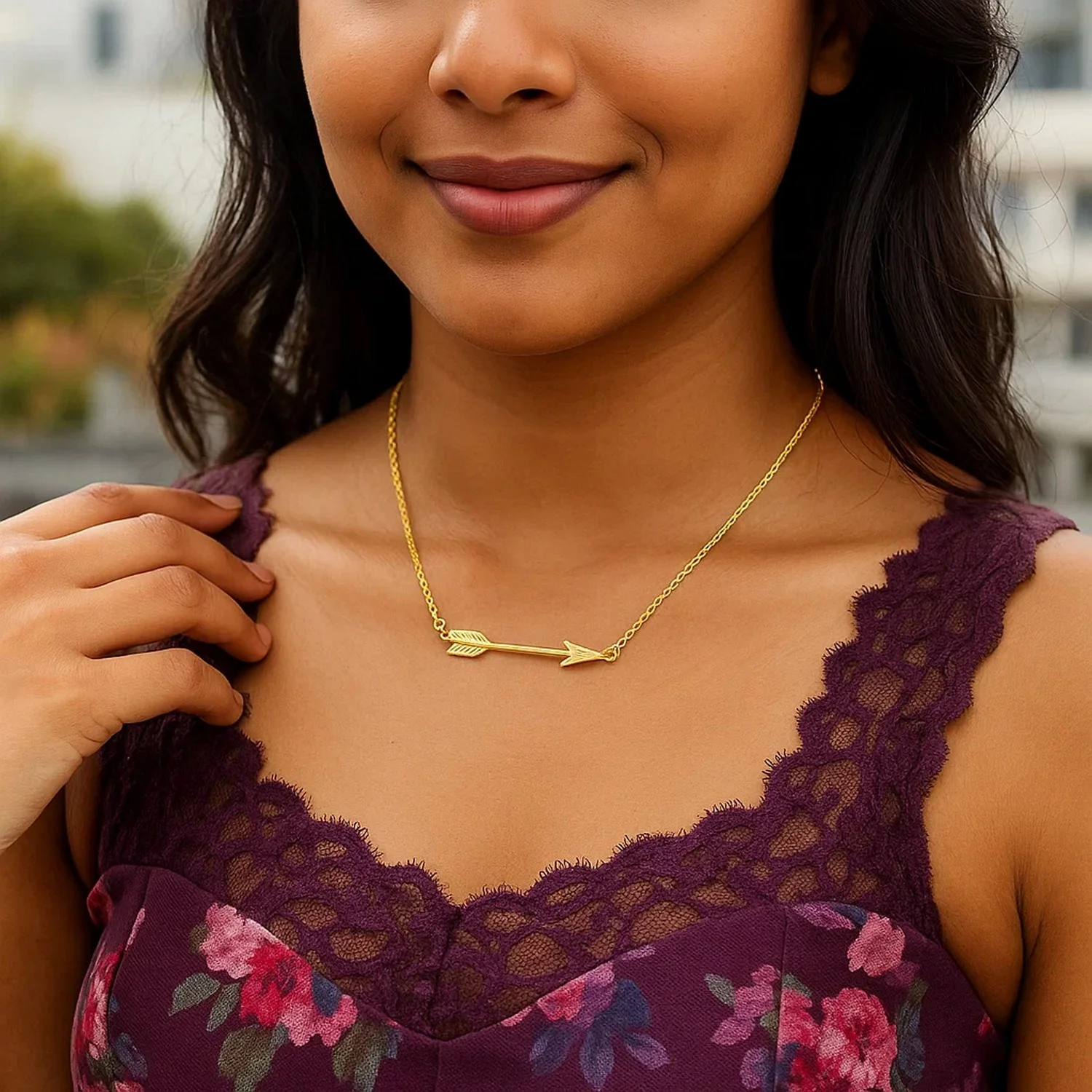 14k Yellow Gold Chain Necklace with Horizontal Arrow Pendant - Image 19