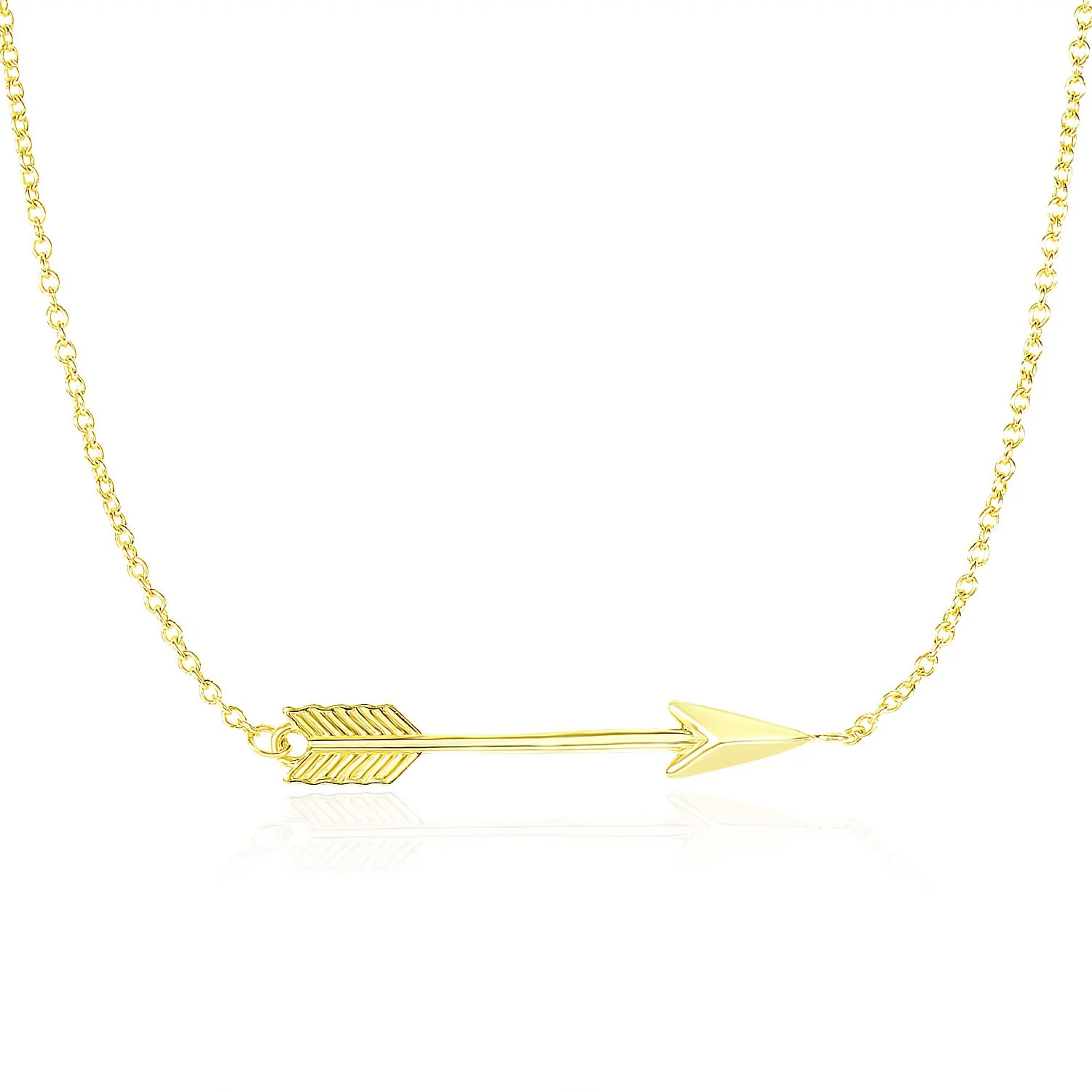 14k Yellow Gold Chain Necklace with Horizontal Arrow Pendant - Image 2