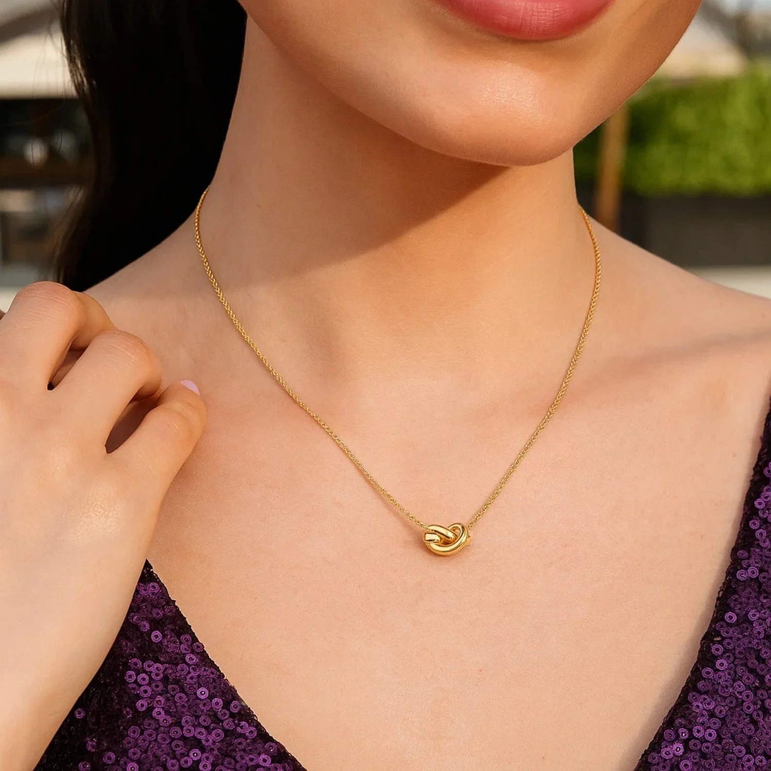 14k Yellow Gold Chain Necklace with Polished Knot - Image 16