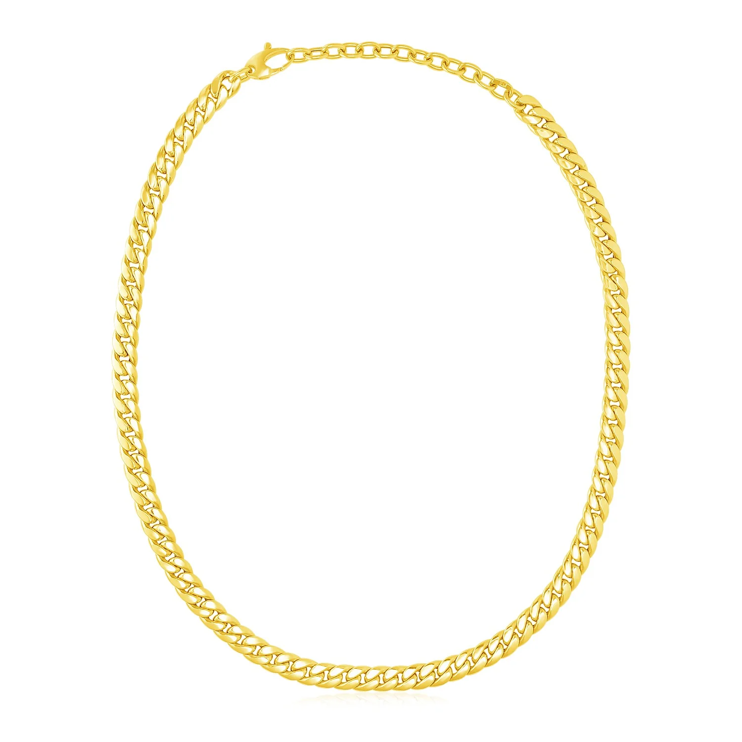 14k Yellow Gold Cuban Chain Choker Necklace - Image 4
