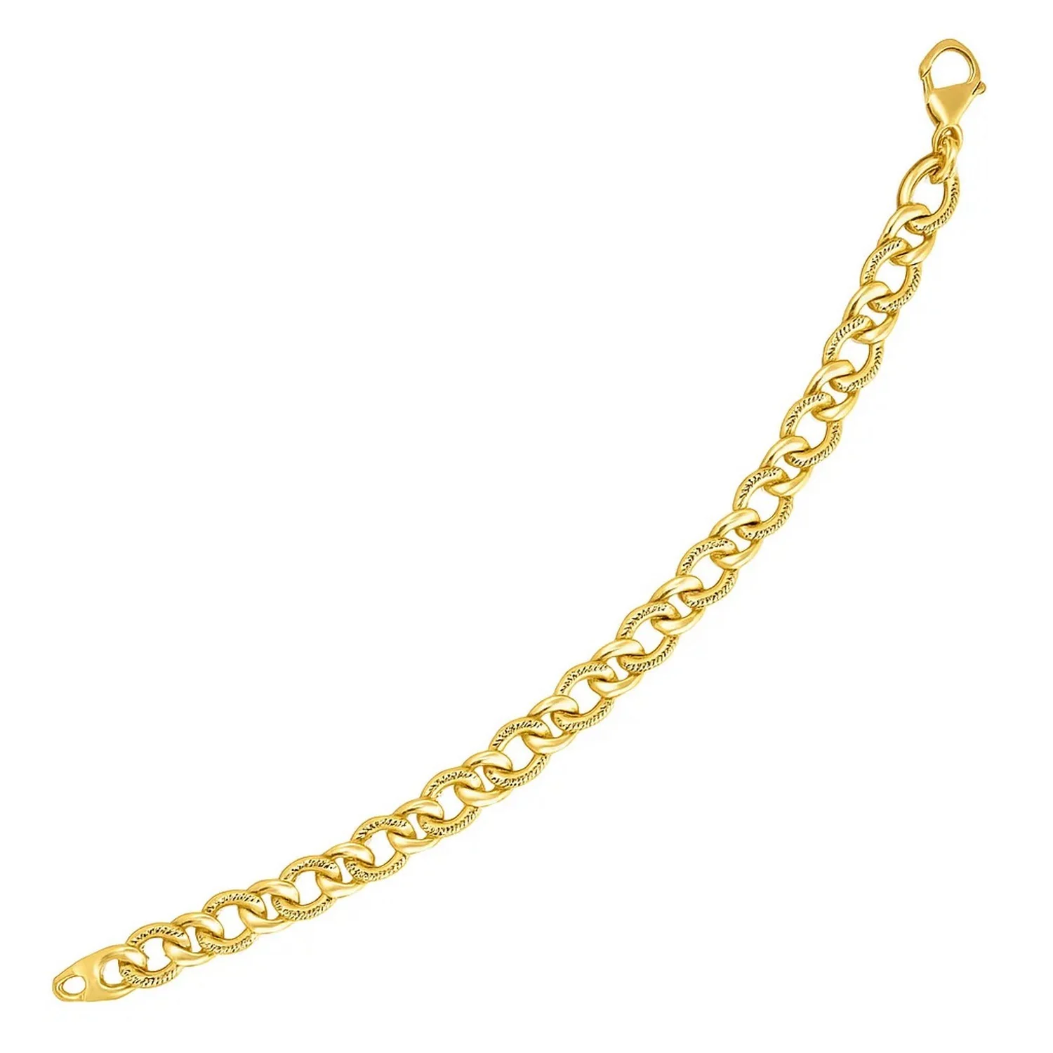 14k Yellow Gold Curb Chain Design with Diamond Cuts Bracelet