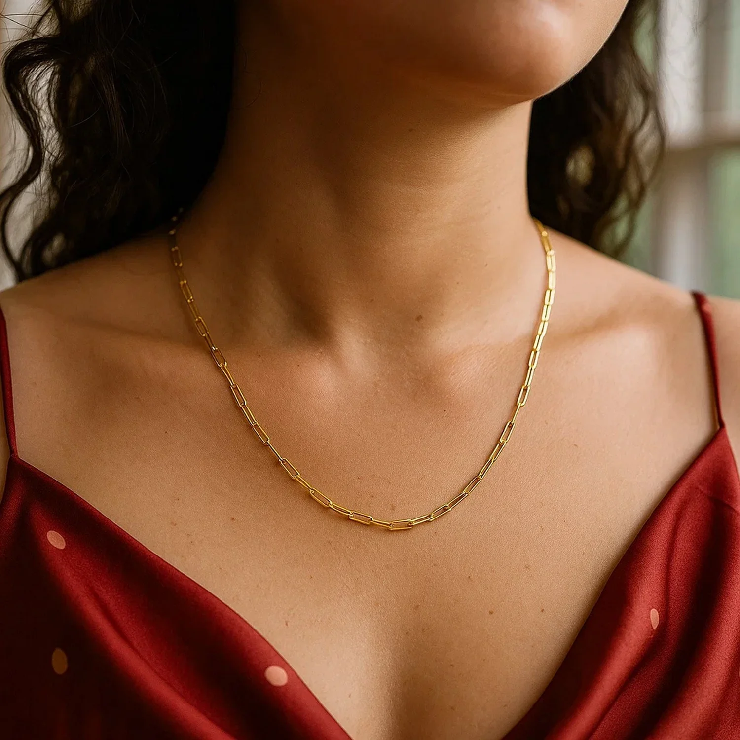 14K Yellow Gold Delicate Paperclip Chain (2.1mm) - Image 15
