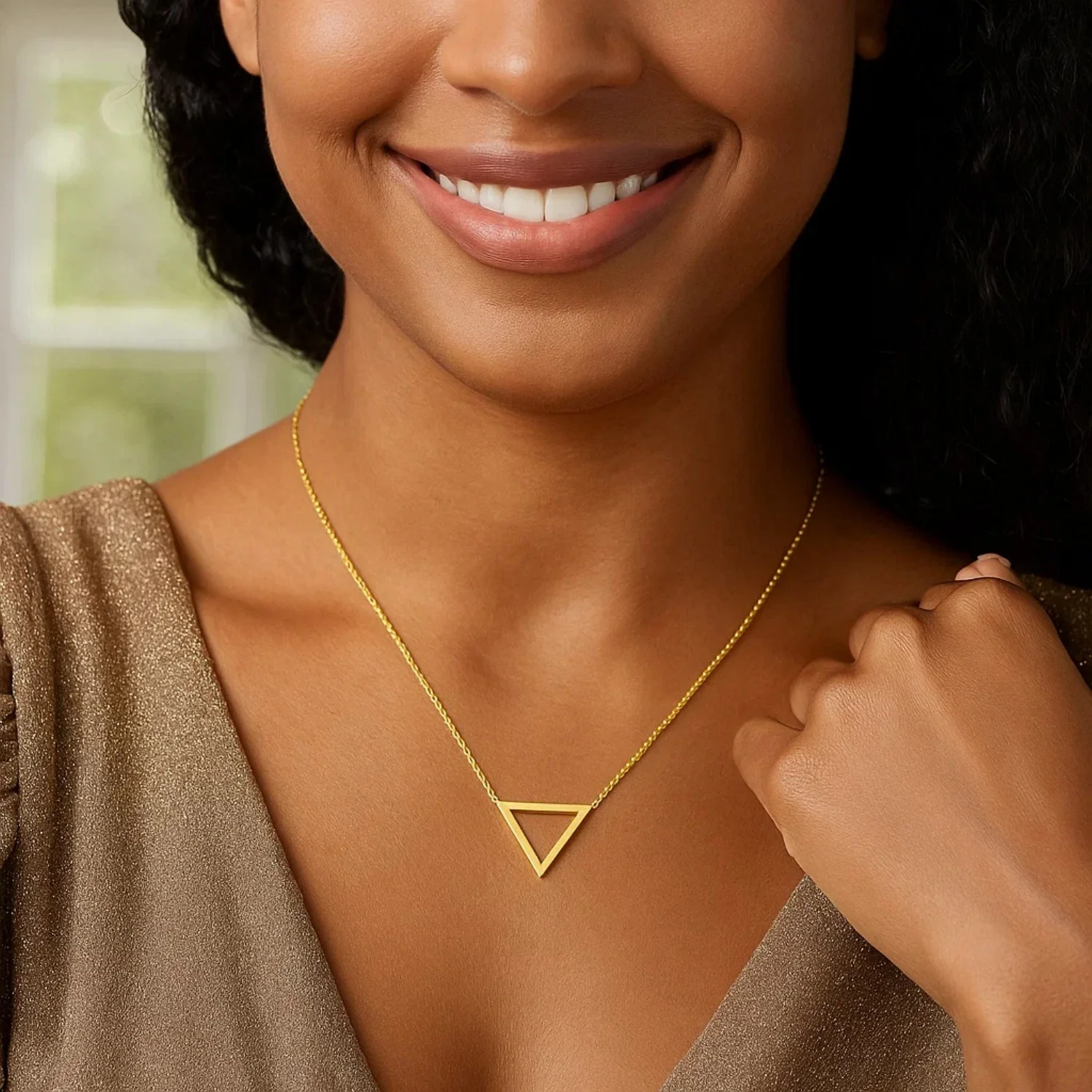 14k Yellow Gold Delta Symbol Chain Necklace - Image 8