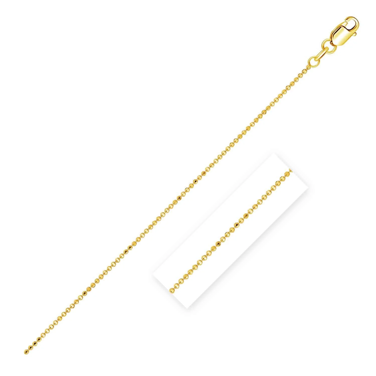 14k Yellow Gold Diamond Cut Bead Chain 1.0mm - Image 4