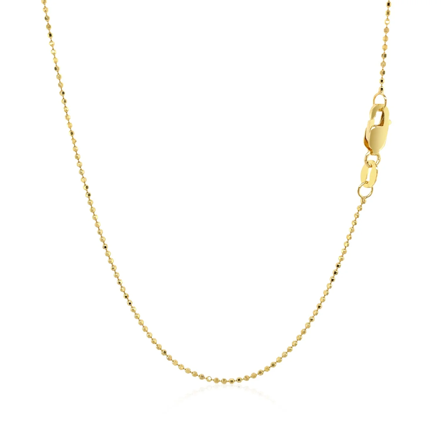 14k Yellow Gold Diamond Cut Bead Chain 1.0mm - Image 8