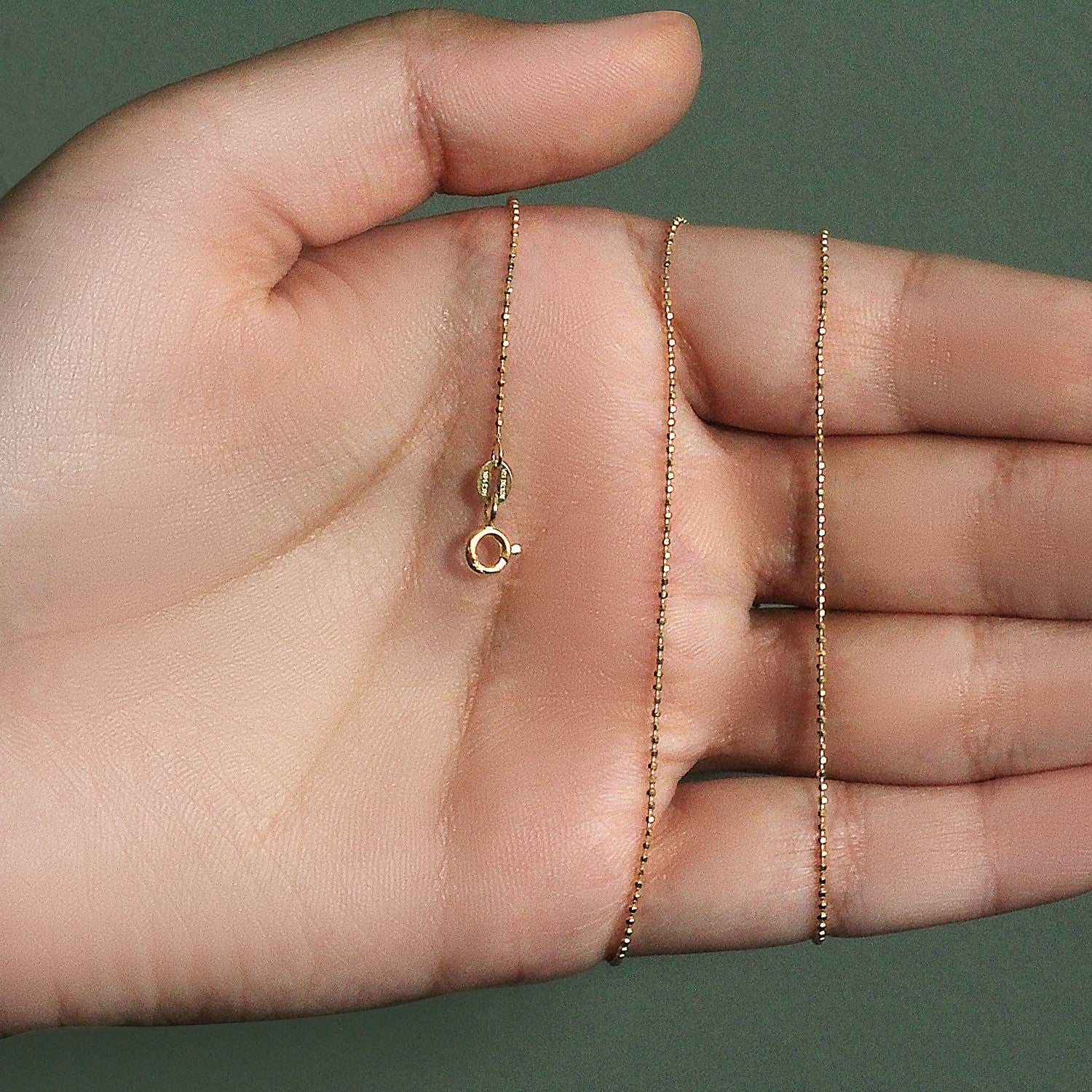 14k Yellow Gold Diamond-Cut Bead Chain 1.0mm - Image 27