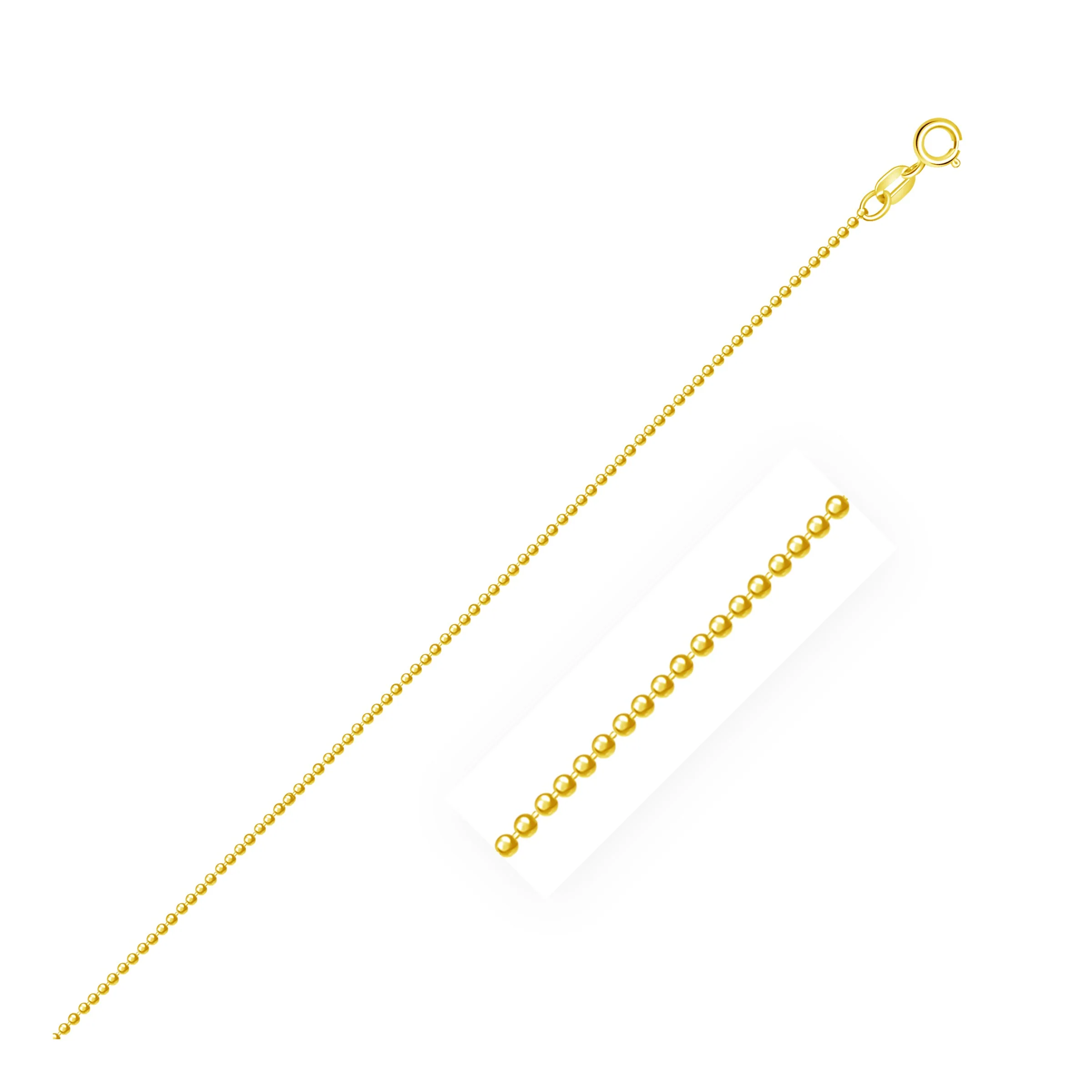 14k Yellow Gold Diamond-Cut Bead Chain 1.0mm - Image 3