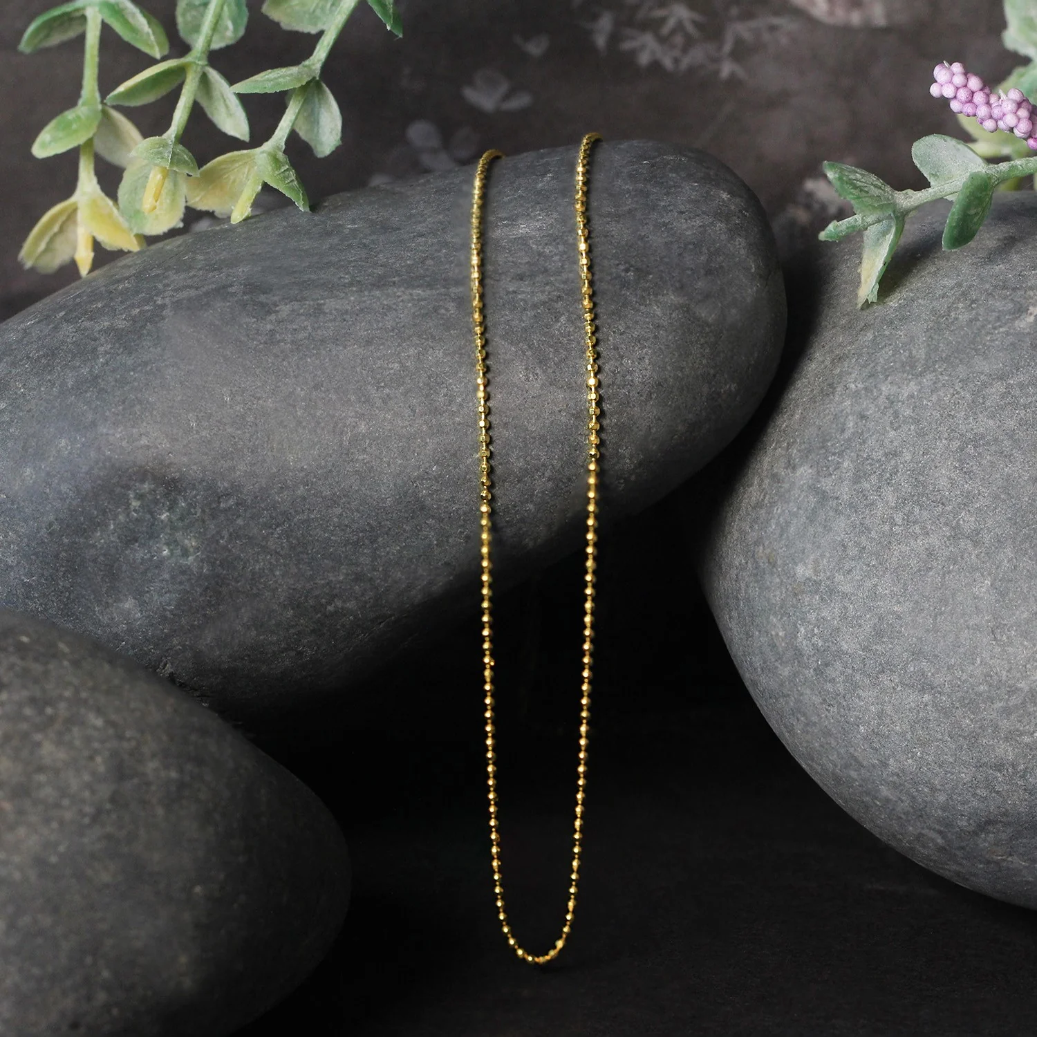 14k Yellow Gold Diamond-Cut Bead Chain 1.0mm - Image 7