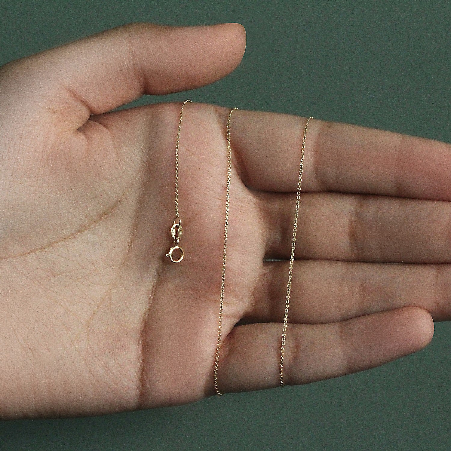 14k Yellow Gold Diamond Cut Cable Link Chain 0.7mm - Image 8