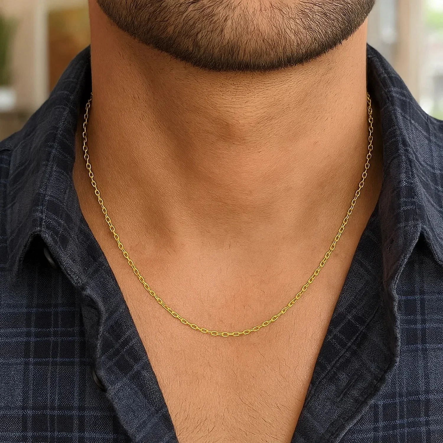 14k Yellow Gold Diamond Cut Cable Link Chain 1.1mm - Image 17