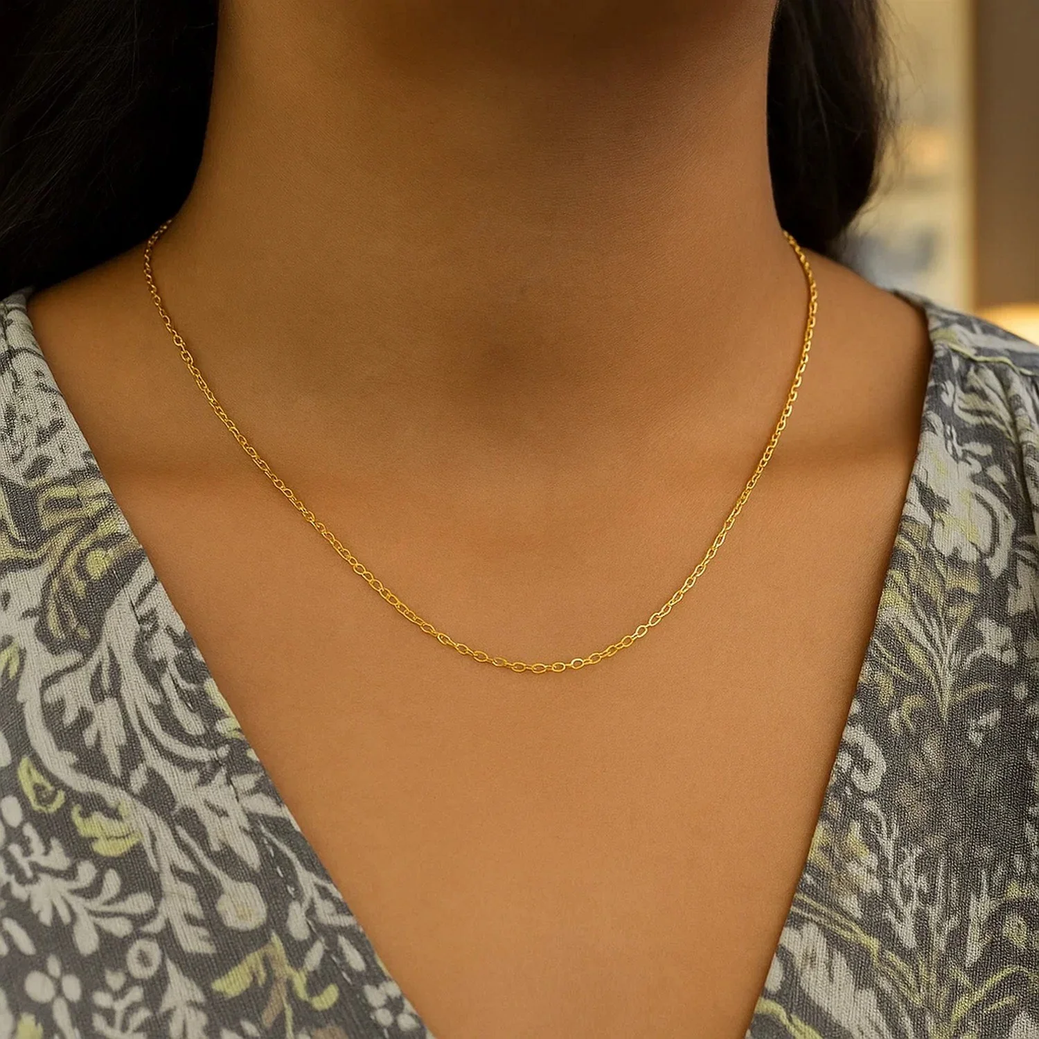 14k Yellow Gold Diamond Cut Cable Link Chain 1.1mm - Image 19