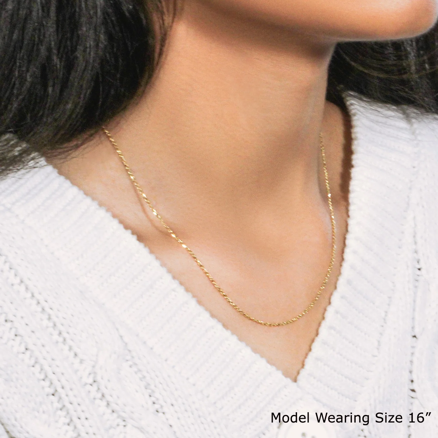 14k Yellow Gold Diamond Cut Cable Link Chain 1.1mm - Image 9