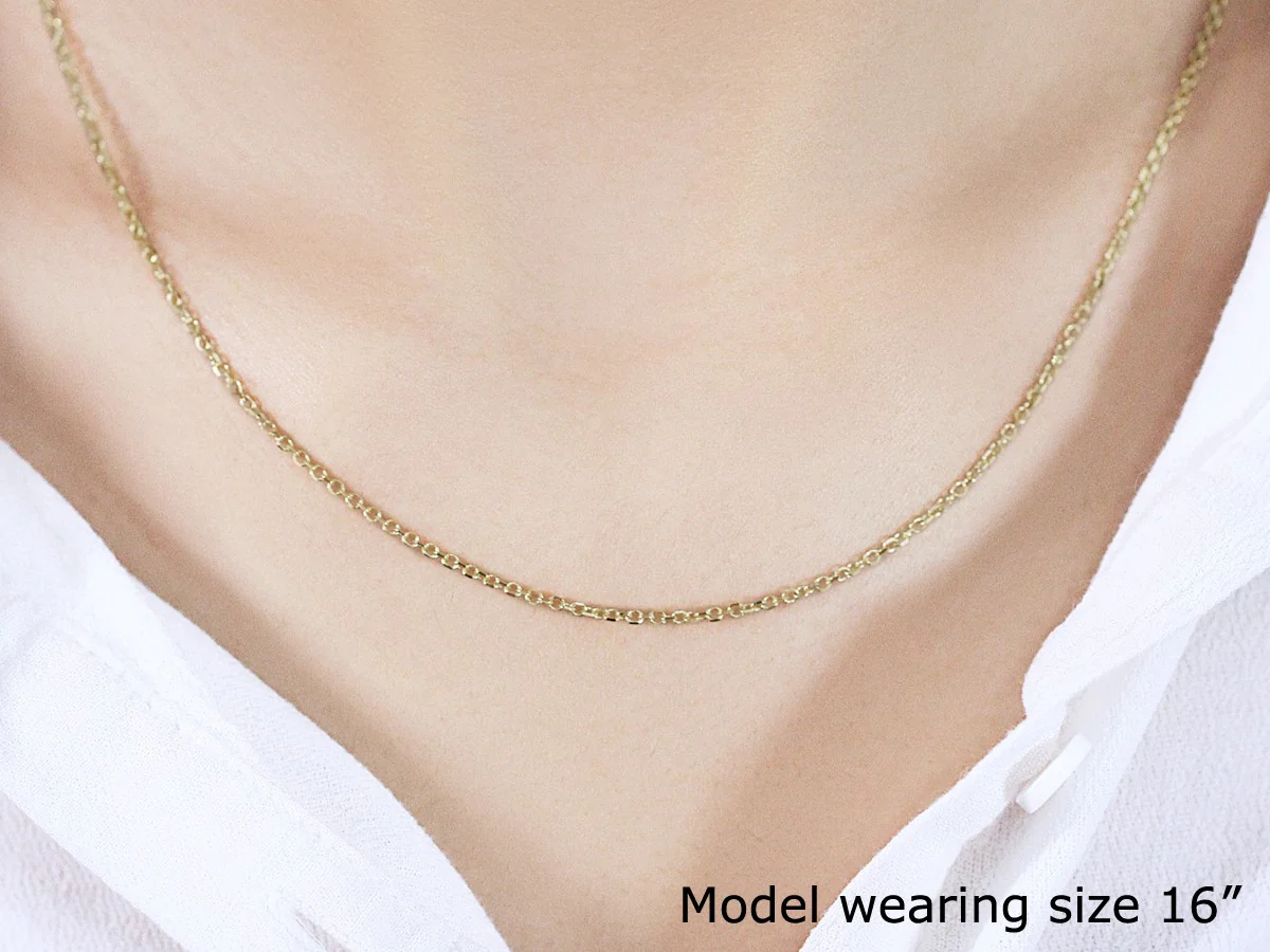 14k Yellow Gold Diamond Cut Cable Link Chain 1.5mm - Image 4