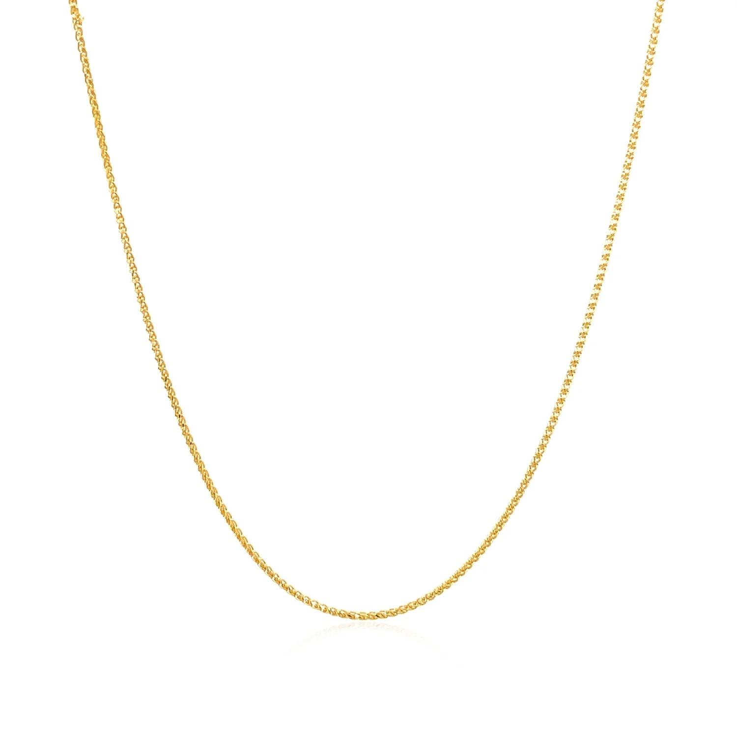 14k Yellow Gold Diamond Cut Round Wheat Chain 0.6mm - Image 2