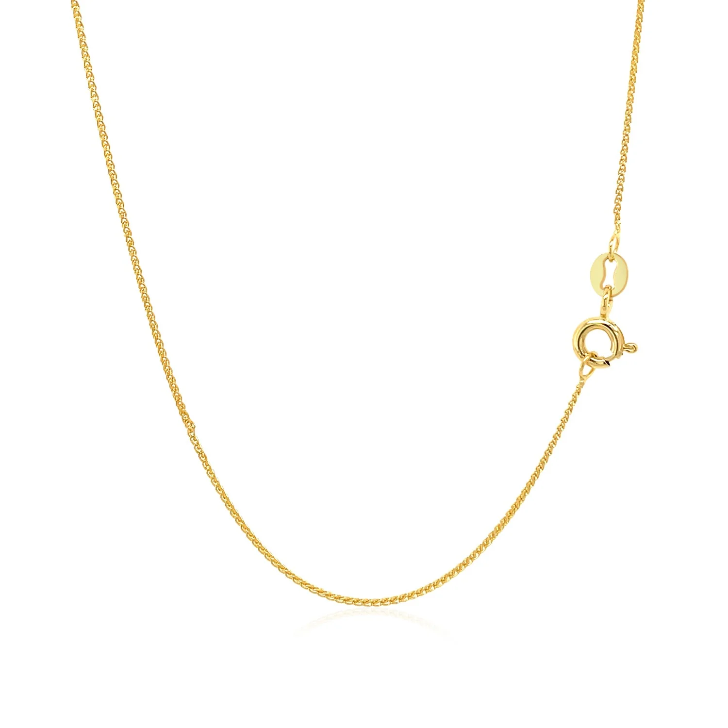 14k Yellow Gold Diamond Cut Round Wheat Chain 0.6mm - Image 3