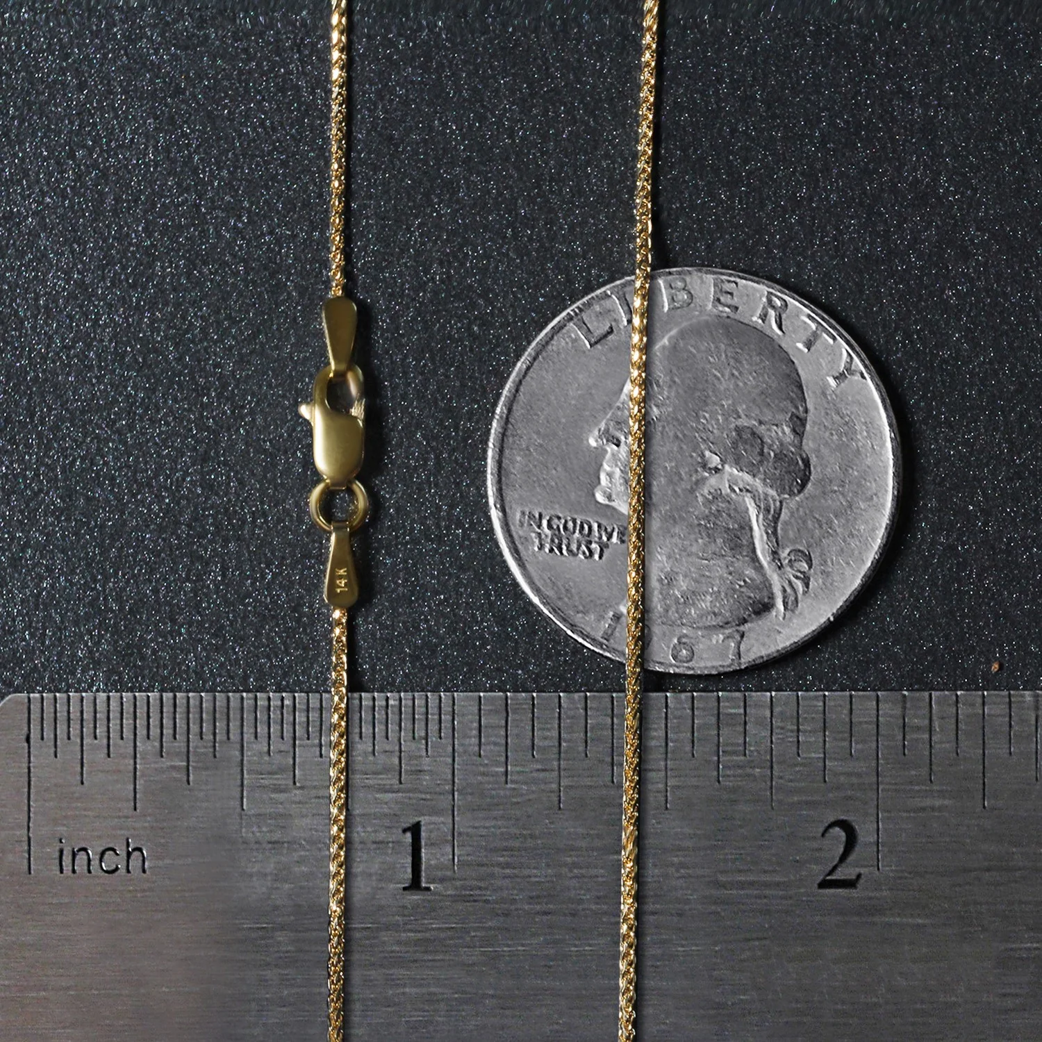 14k Yellow Gold Diamond Cut Round Wheat Chain 1.0mm - Image 33
