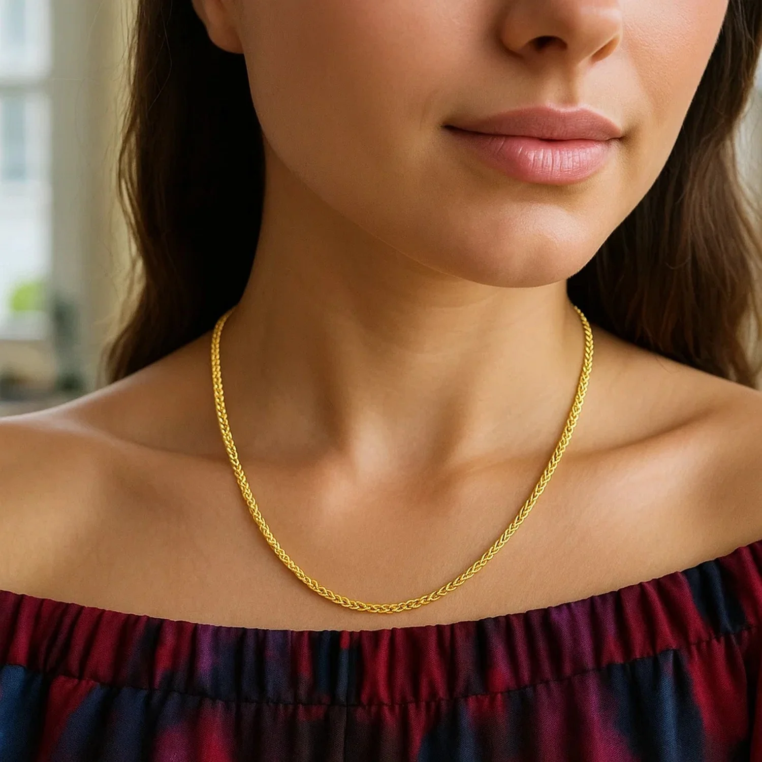 14k Yellow Gold Diamond Cut Round Wheat Chain 1.0mm - Image 36