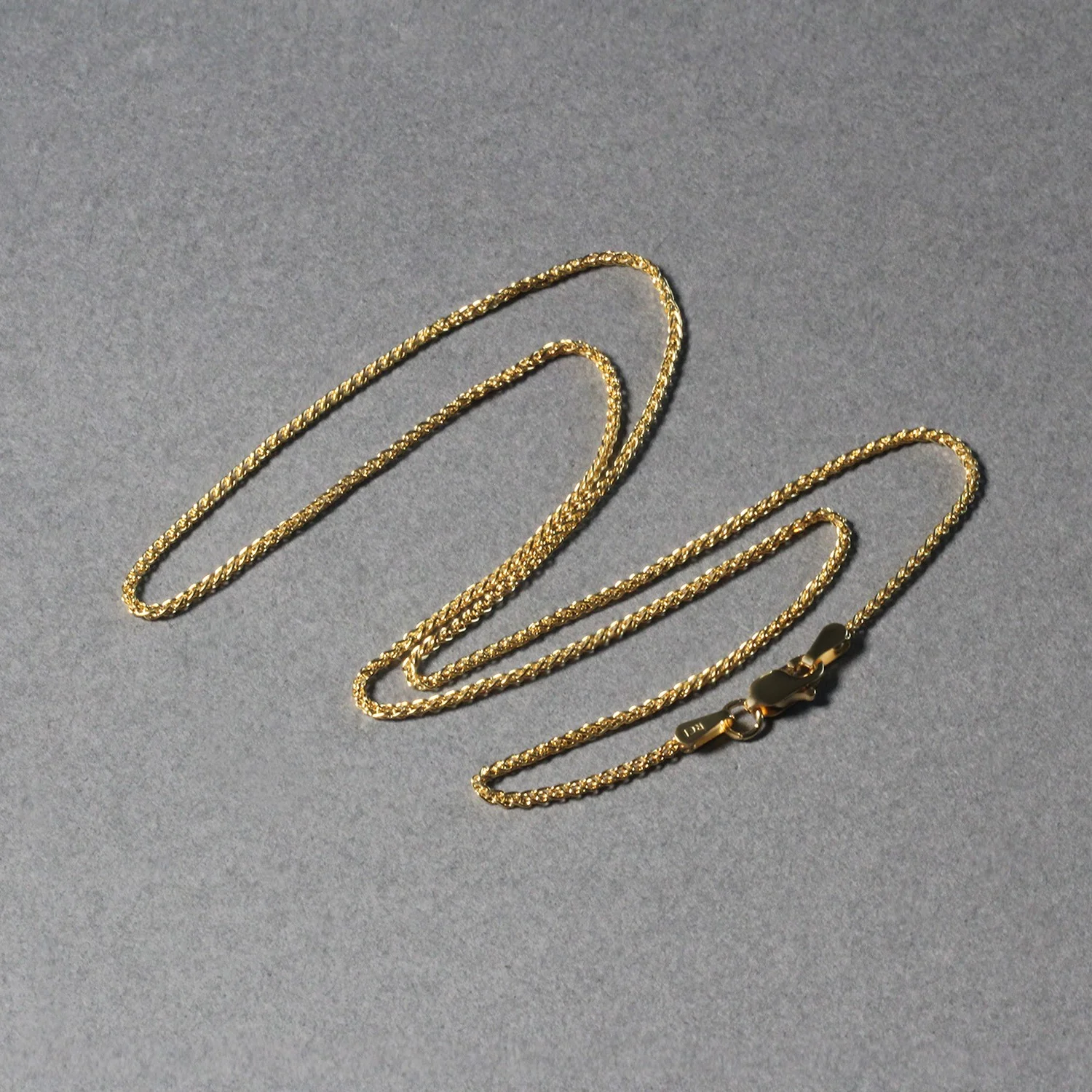 14k Yellow Gold Diamond Cut Round Wheat Chain 1.1mm - Image 15