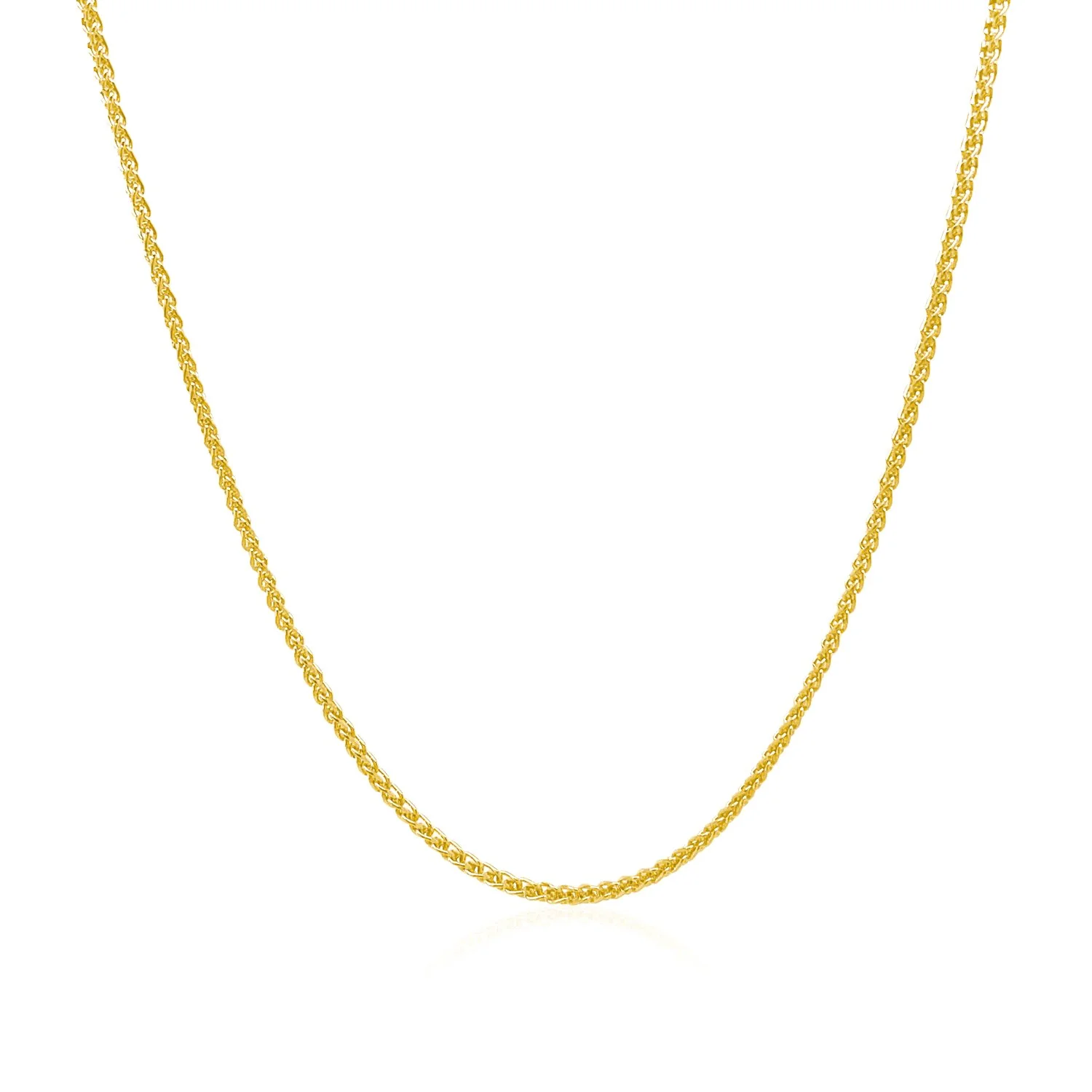 14k Yellow Gold Diamond Cut Round Wheat Chain 1.1mm - Image 6