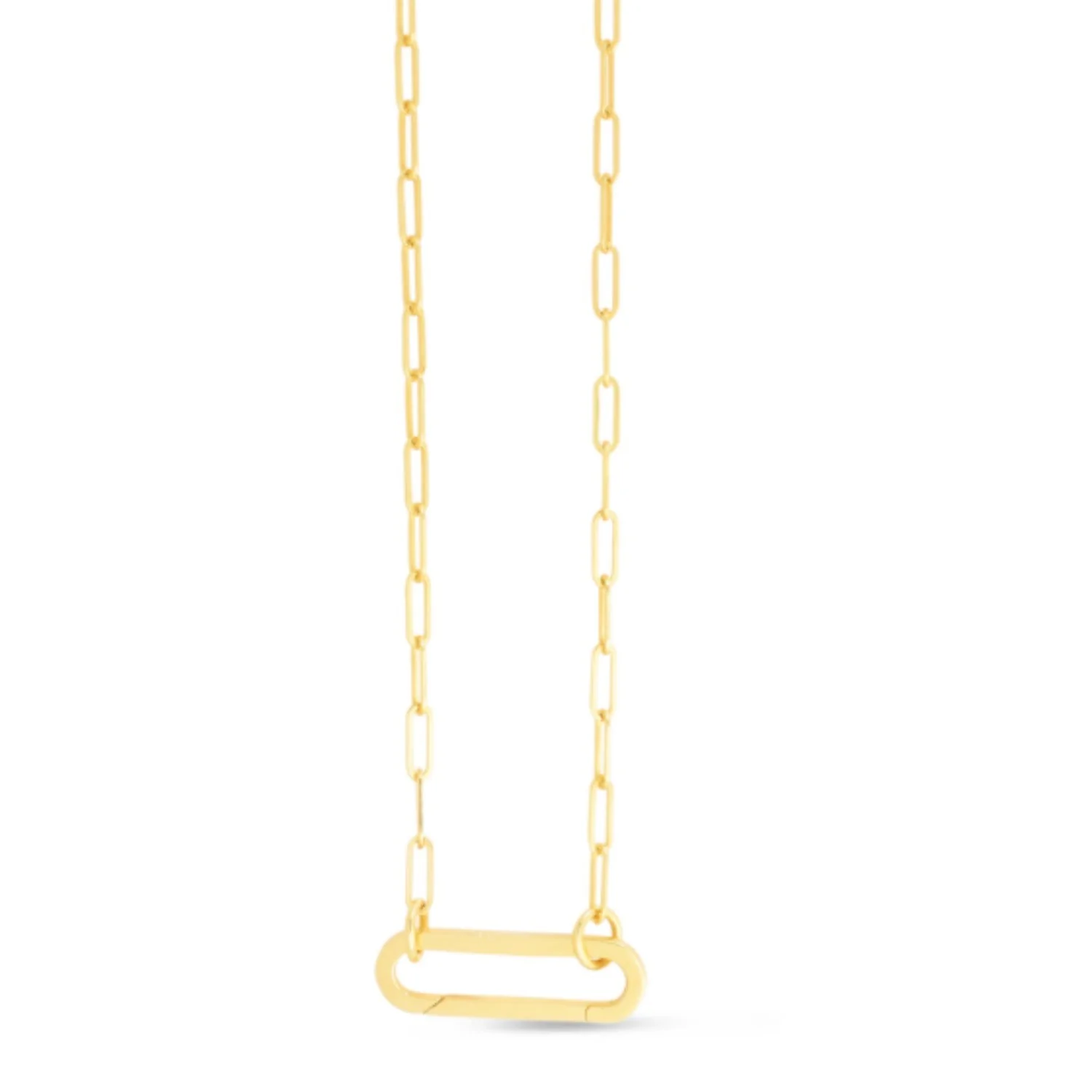14k Yellow Gold Elongated Link Paperclip Necklace - Image 2