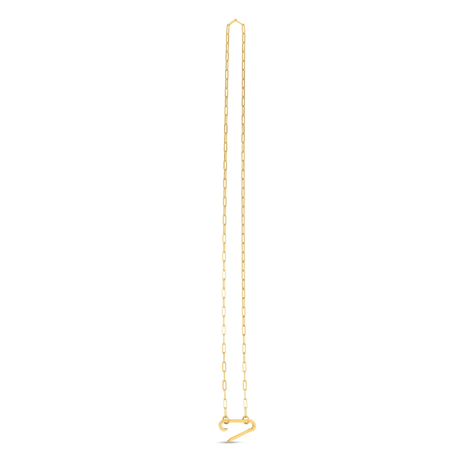 14k Yellow Gold Elongated Link Paperclip Necklace - Image 6